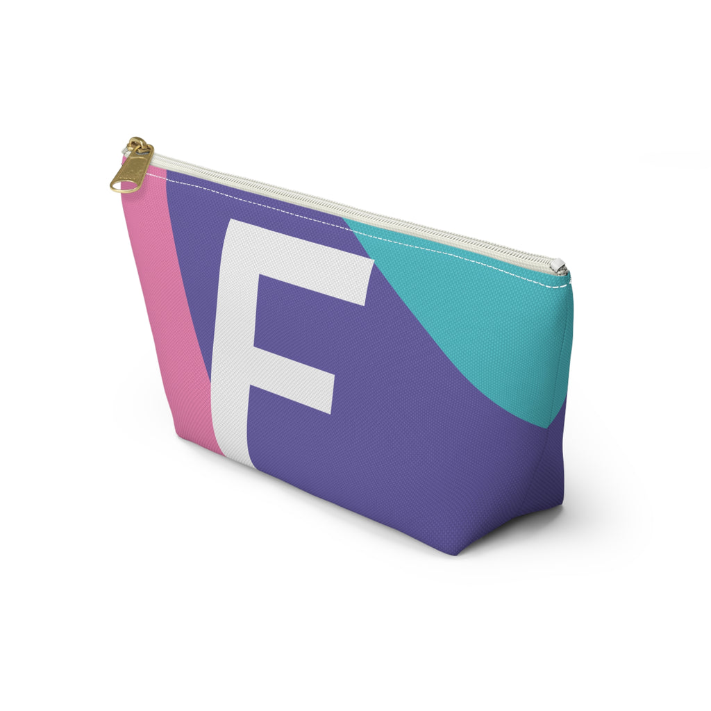 Initials Colorblock Accessory Pouch — Monogram F T-Bottom Cosmetic Bag