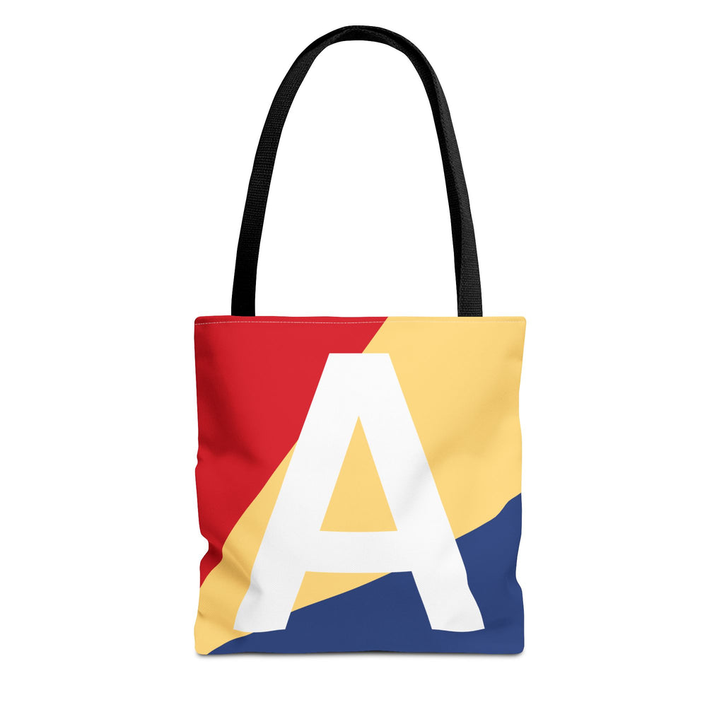 Monogram 'A' Colorblock Tote Bag — Personalized Initial A Shoulder Tote
