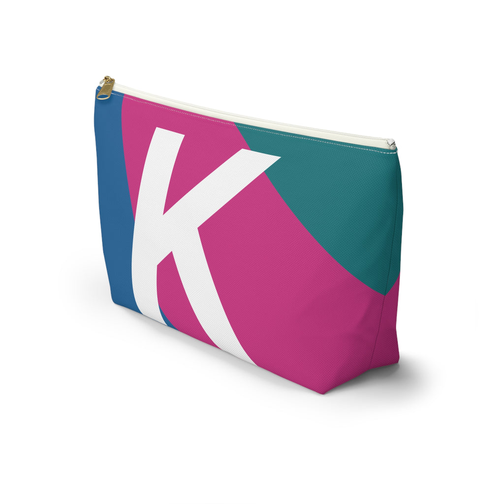 Initials Colorblock Accessory Pouch — Monogram K T-Bottom Cosmetic Bag