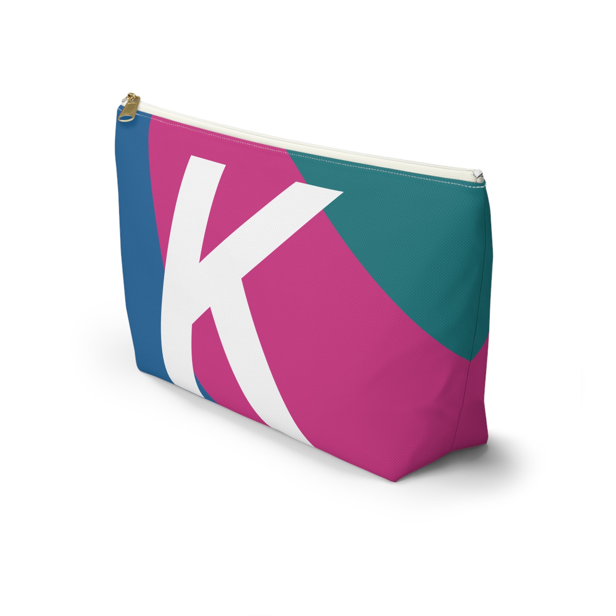 Initials Colorblock Accessory Pouch — Monogram K T-Bottom Cosmetic Bag