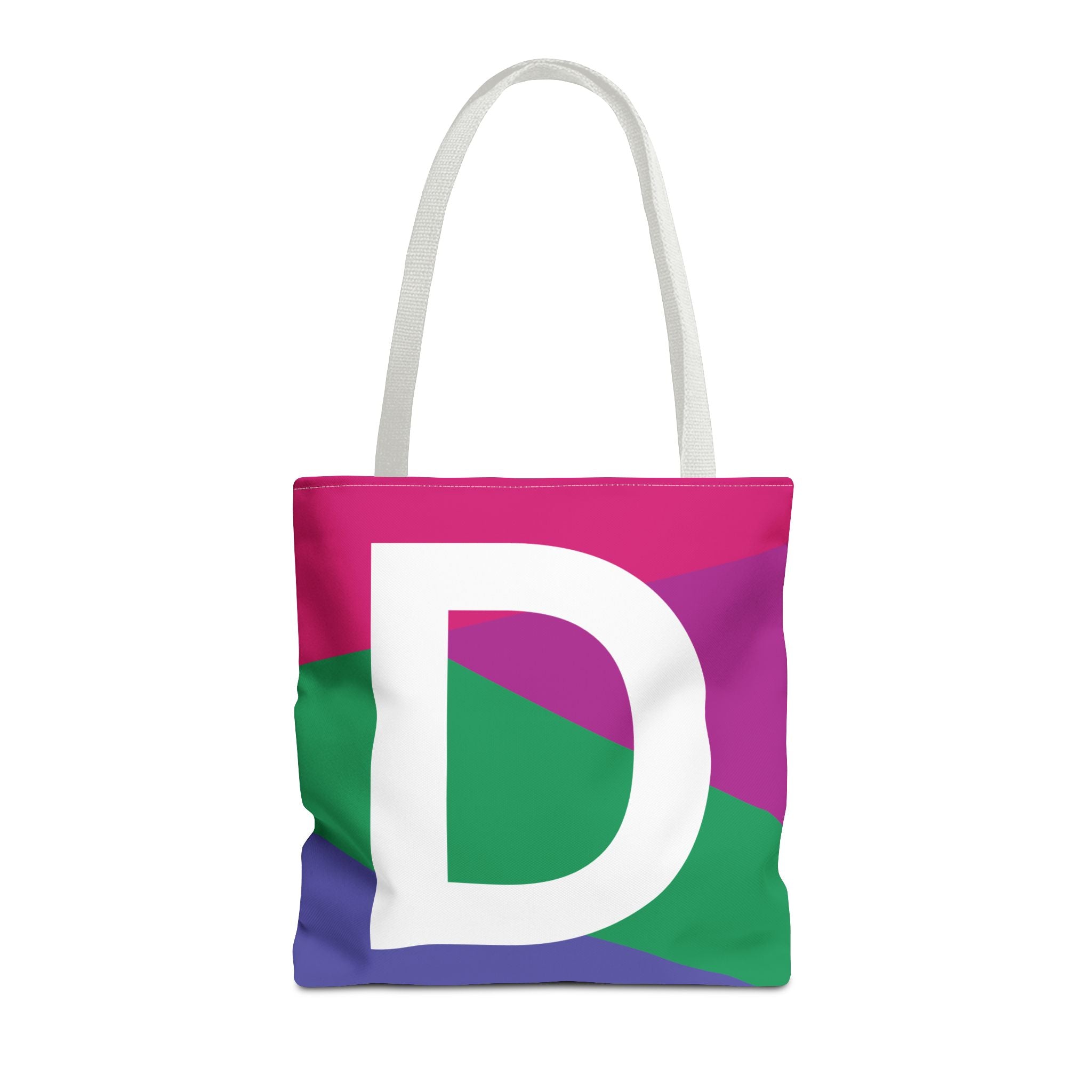 Monogram 'D' Colorblock Tote Bag — Personalized Initial D Shoulder Tote