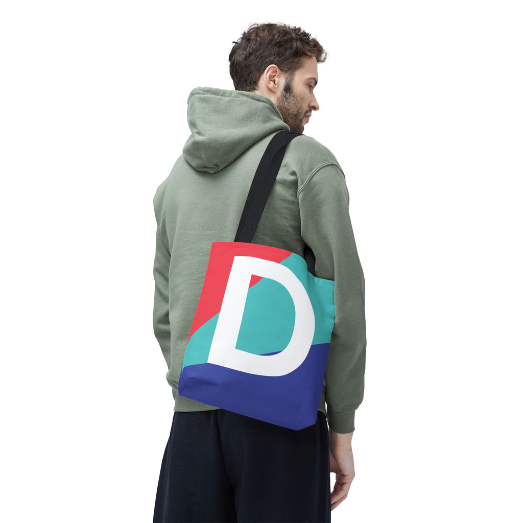 Monogram 'D' Colorblock Tote Bag — Personalized Initial D Shoulder Tote