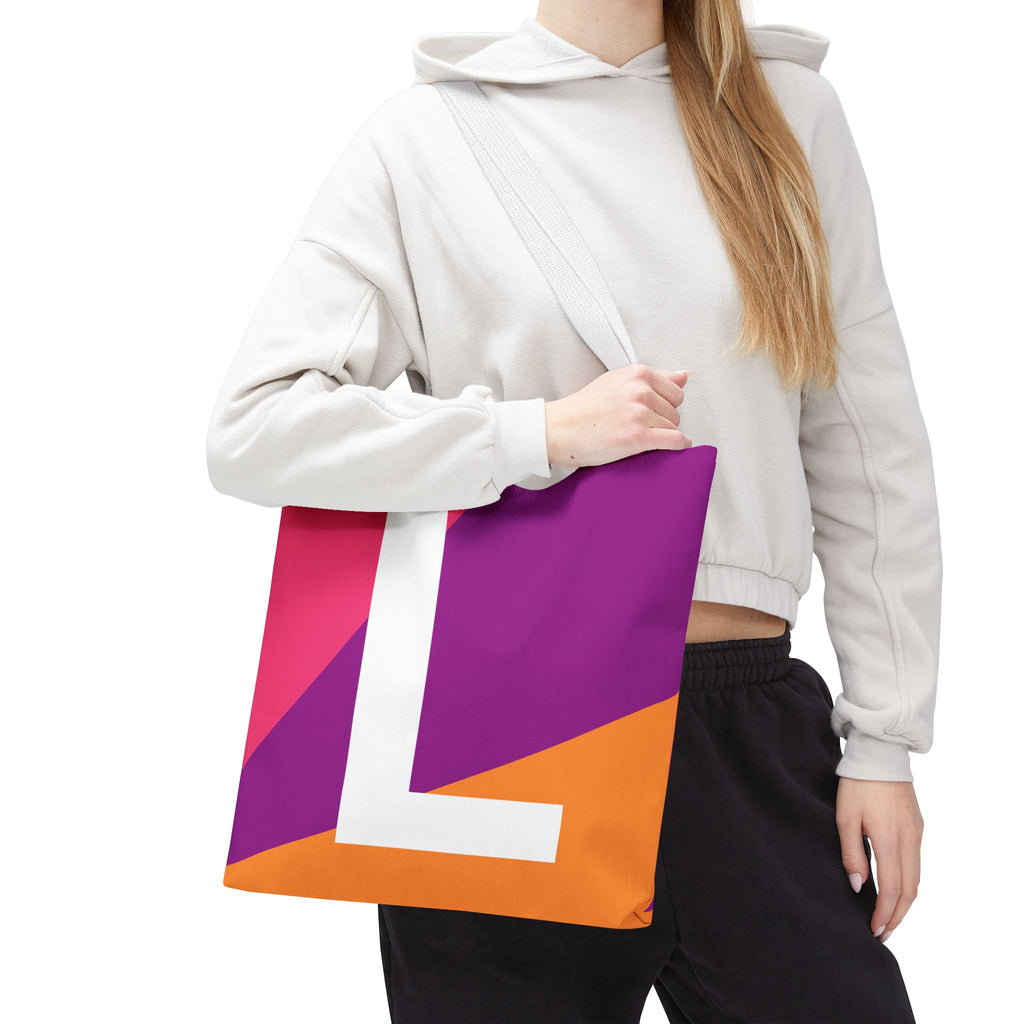 Monogram 'L' Colorblock Tote Bag — Personalized Initial L Shoulder Tote