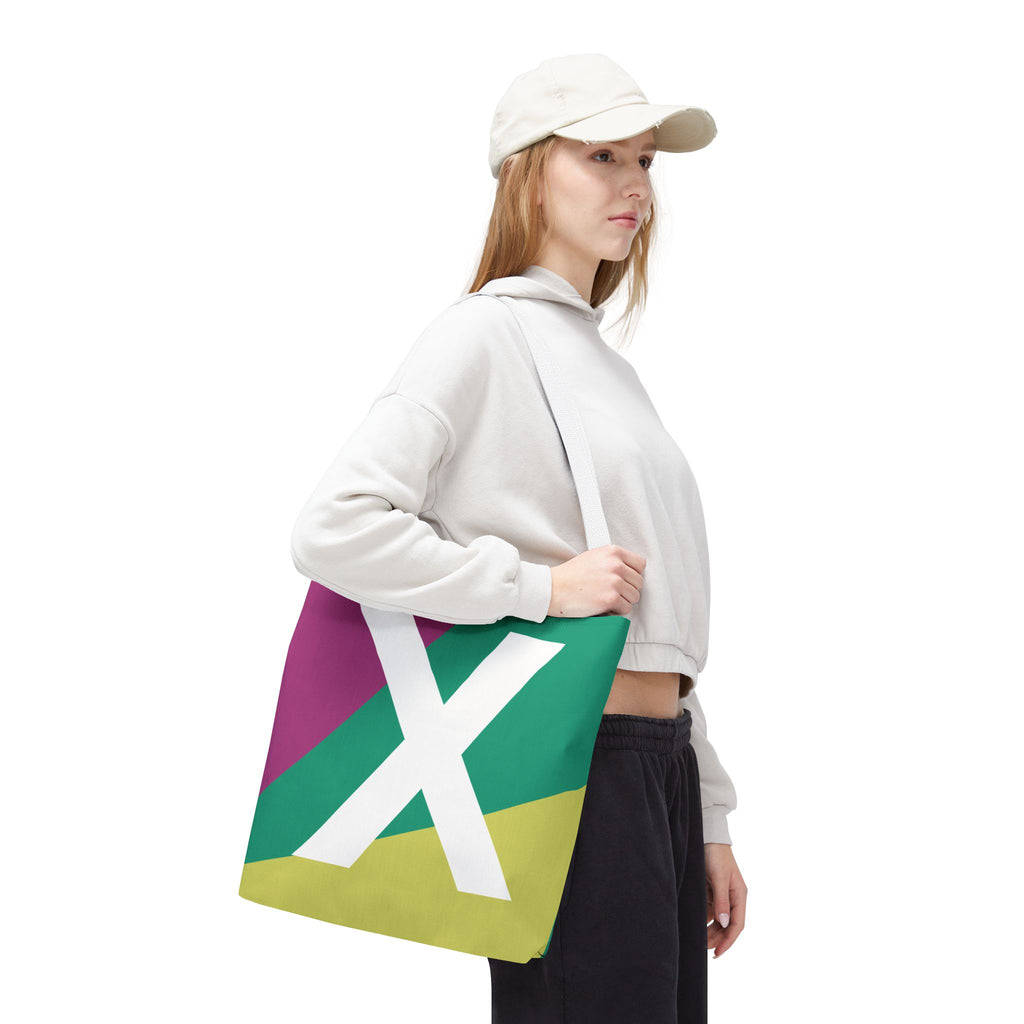 Monogram 'X' Colorblock Tote Bag — Personalized Initial X Shoulder Tote