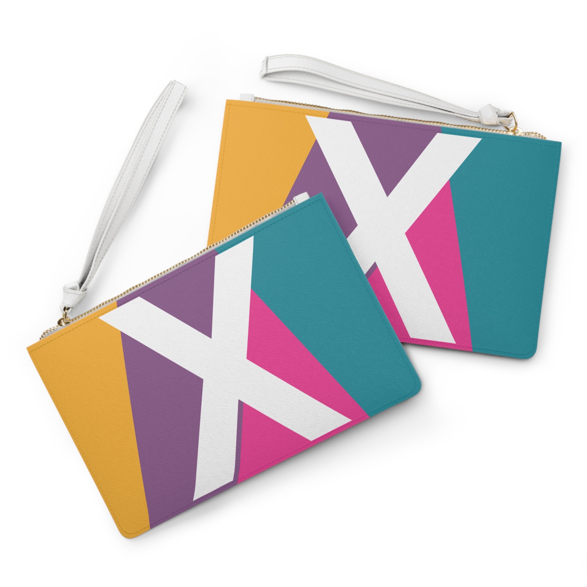 Monogram 'X' Colorblock Clutch Bag — Bold Geometric Wristlet for Everyday & Gifts
