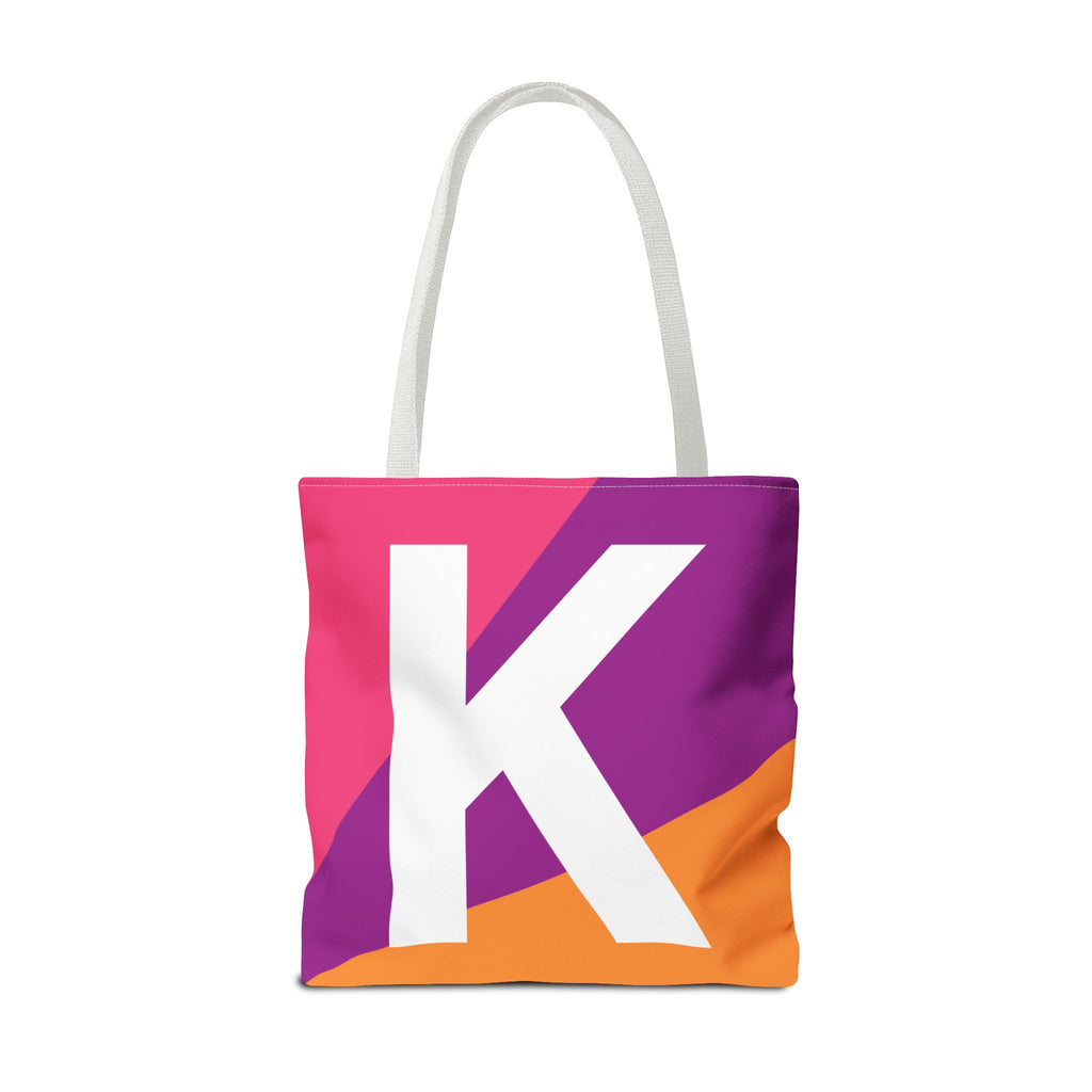 Monogram 'K' Colorblock Tote Bag — Personalized Initial K Shoulder Tote