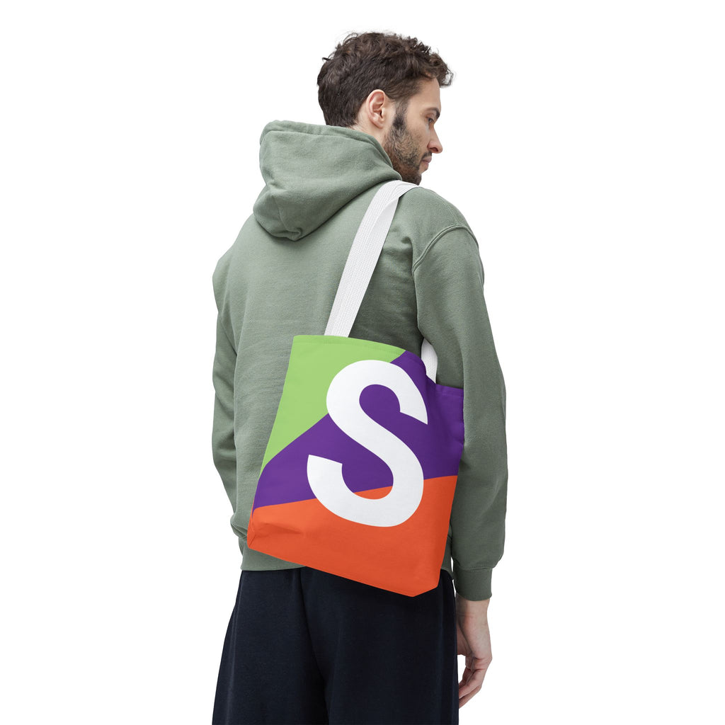 Monogram 'S' Colorblock Tote Bag — Personalized Initial S Shoulder Tote