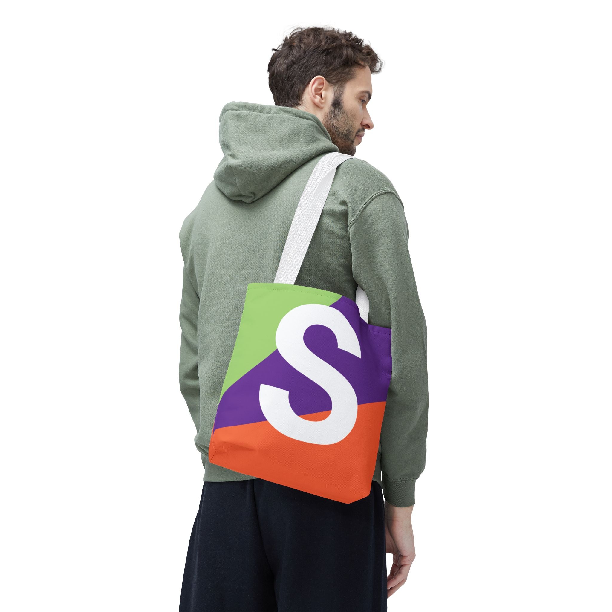 Monogram 'S' Colorblock Tote Bag — Personalized Initial S Shoulder Tote