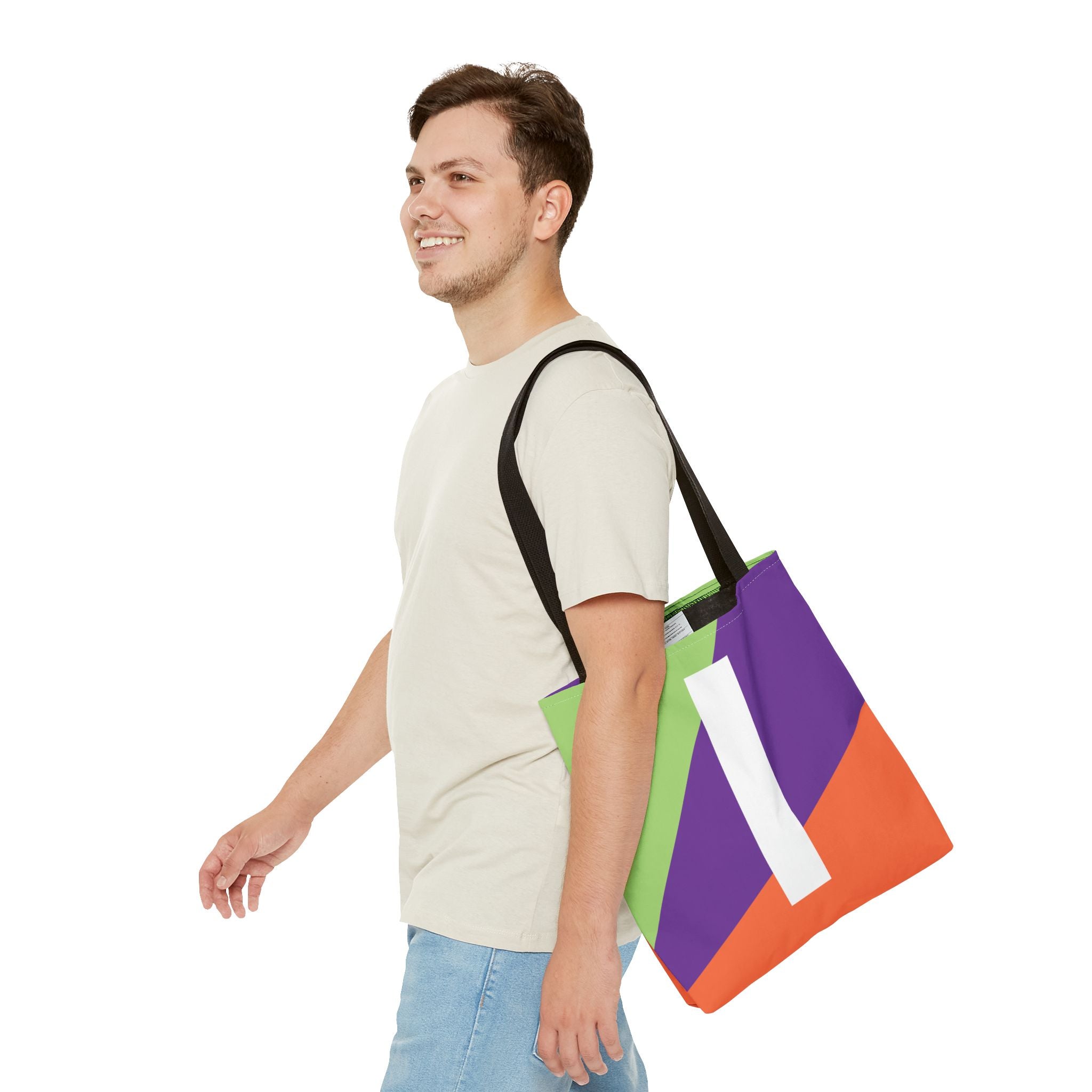 Monogram 'I' Colorblock Tote Bag — Personalized Initial I Shoulder Tote