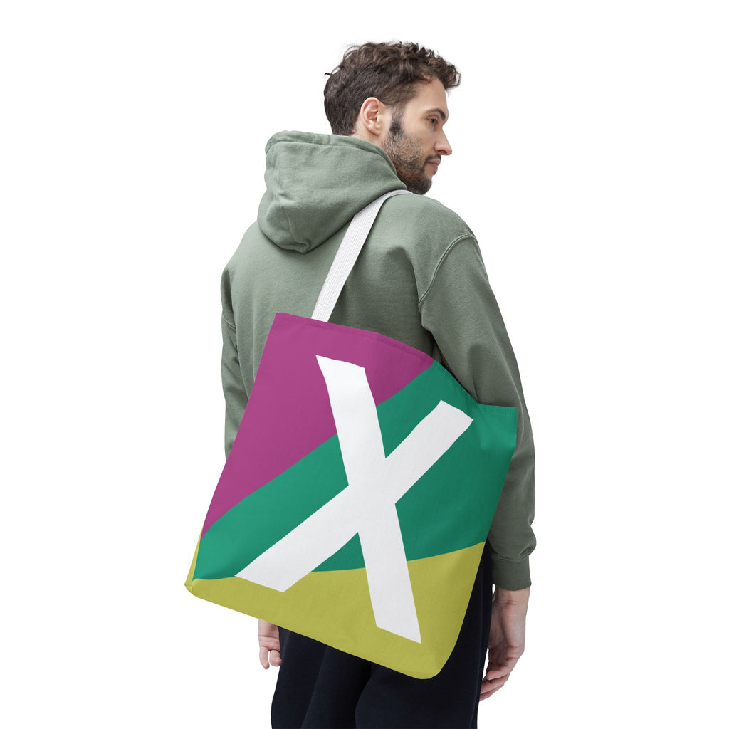 Monogram 'X' Colorblock Tote Bag — Personalized Initial X Shoulder Tote