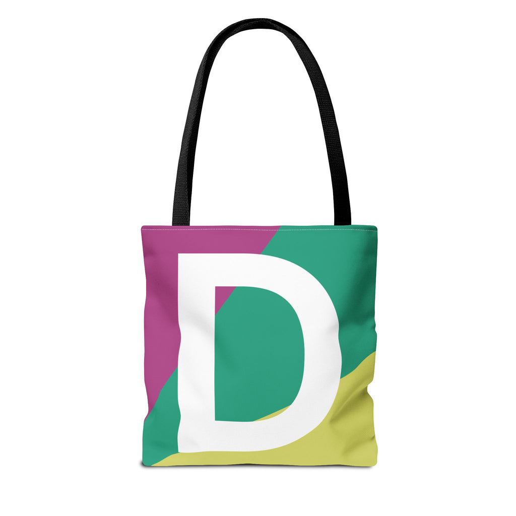 Monogram 'D' Colorblock Tote Bag — Personalized Initial D Shoulder Tote