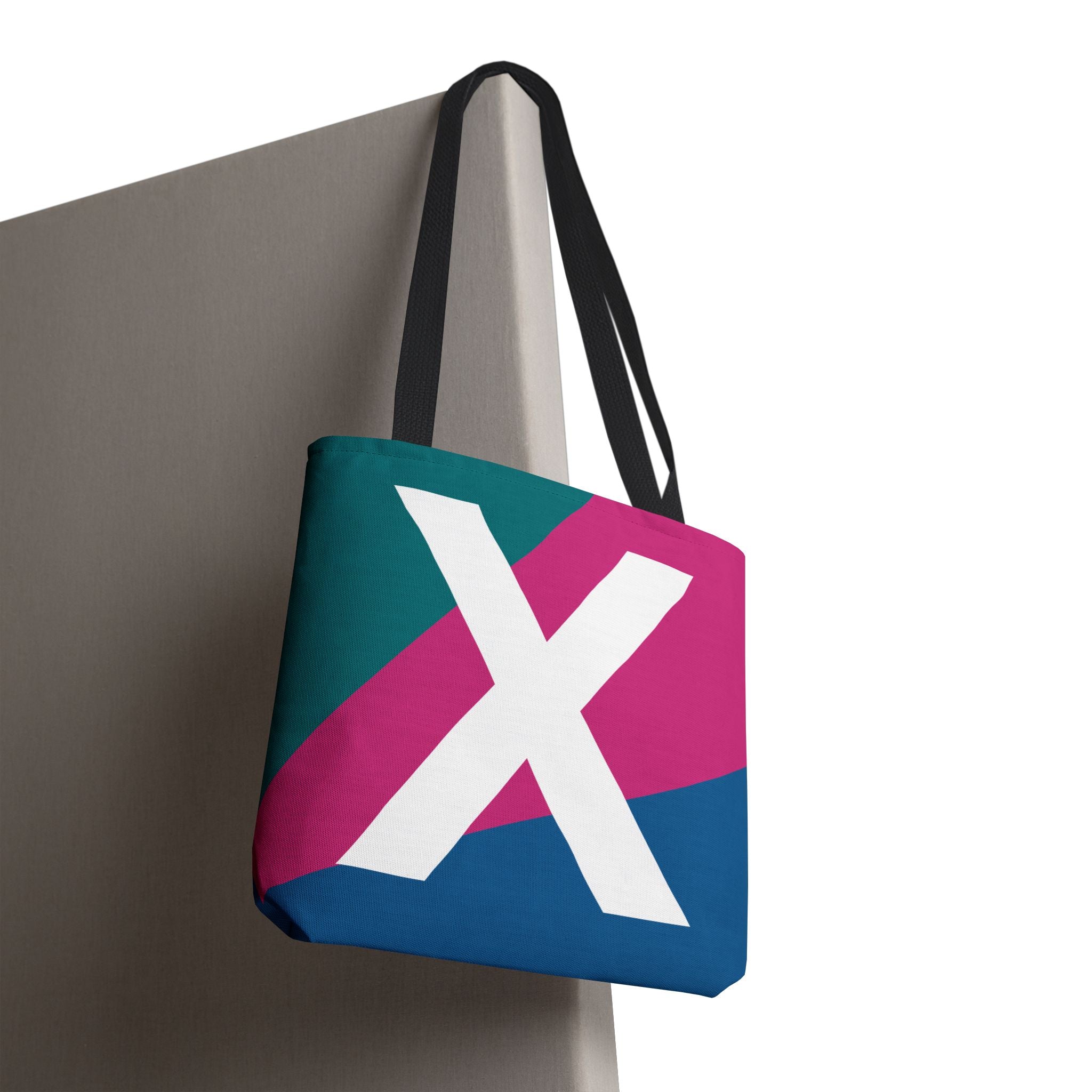 Monogram 'X' Colorblock Tote Bag — Personalized Initial X Shoulder Tote