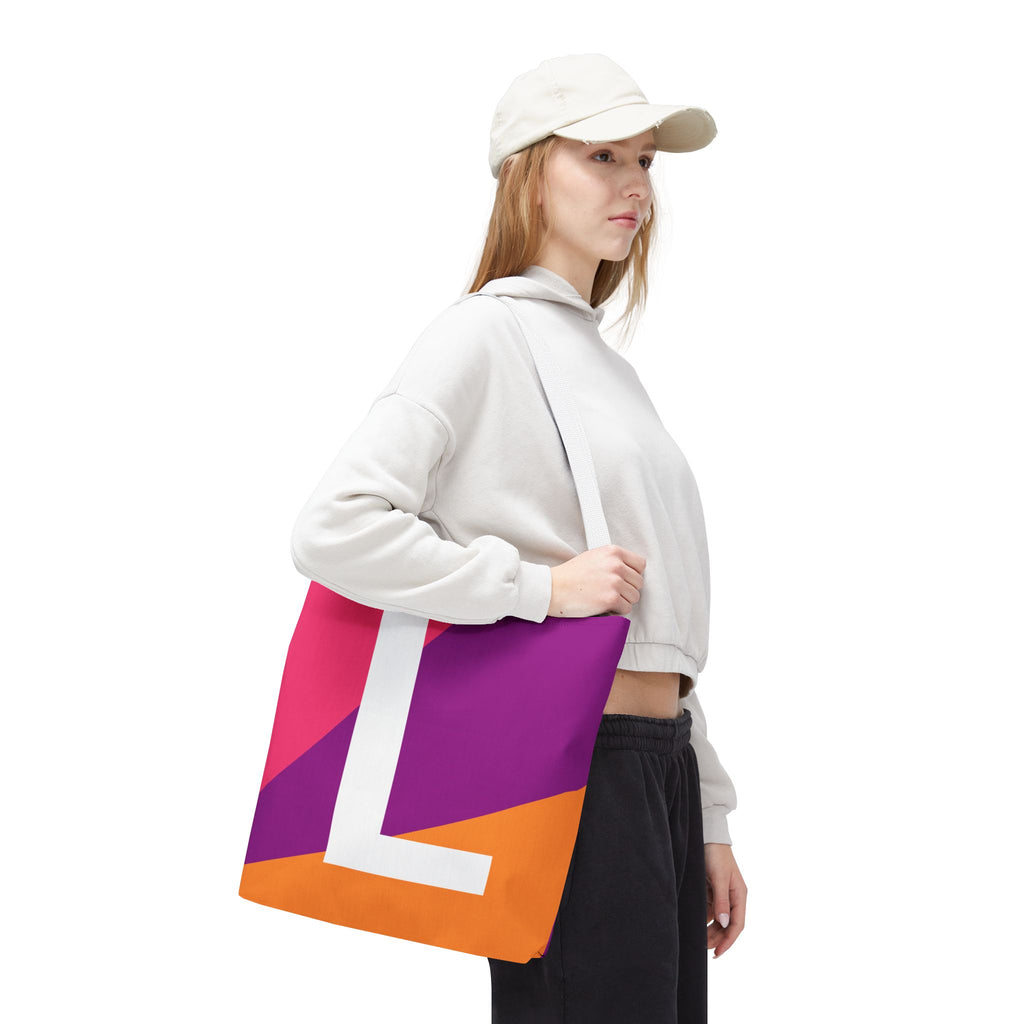 Monogram 'L' Colorblock Tote Bag — Personalized Initial L Shoulder Tote