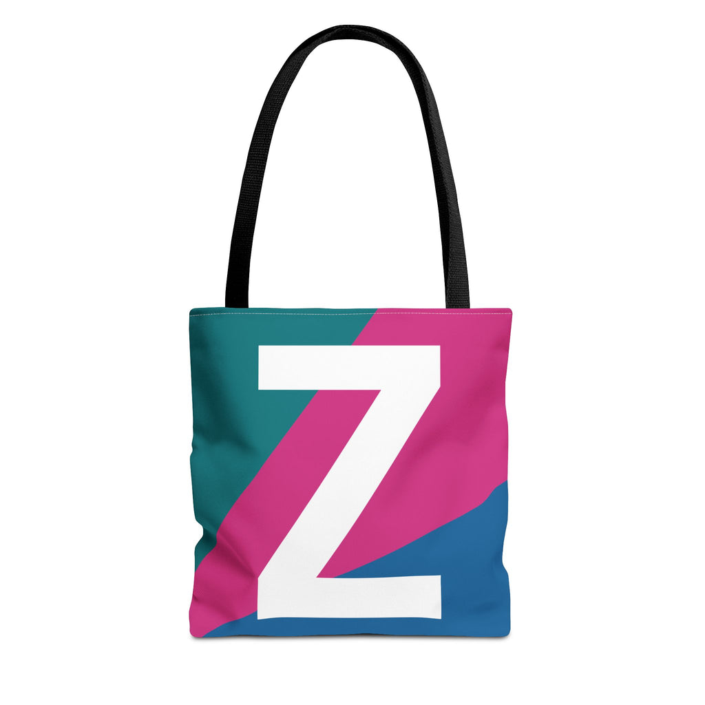 Monogram 'Z' Colorblock Tote Bag — Personalized Initial Z Shoulder Tote