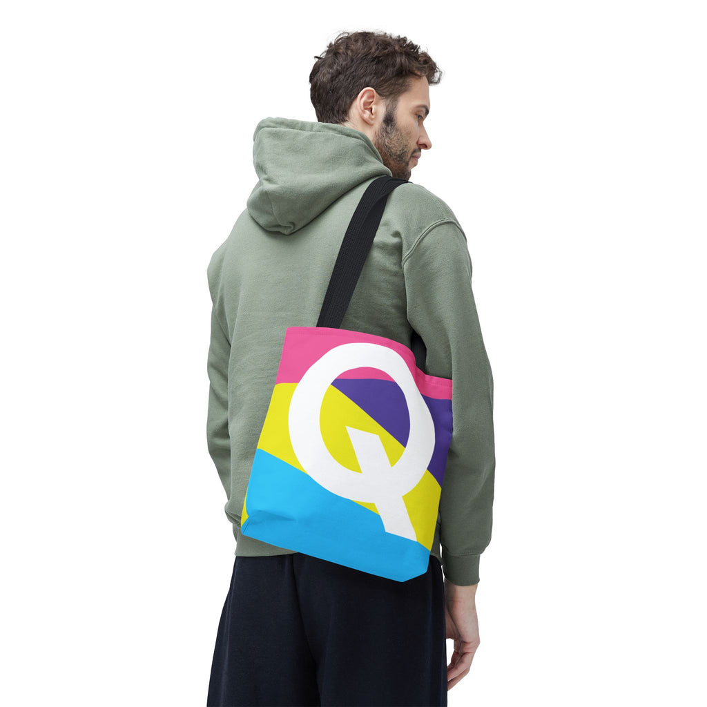 Monogram 'Q' Colorblock Tote Bag — Personalized Initial Q Shoulder Tote