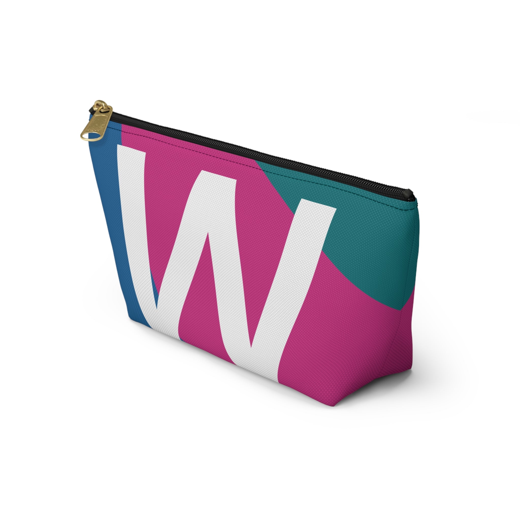 Initials Colorblock Accessory Pouch — Monogram W T-Bottom Cosmetic Bag