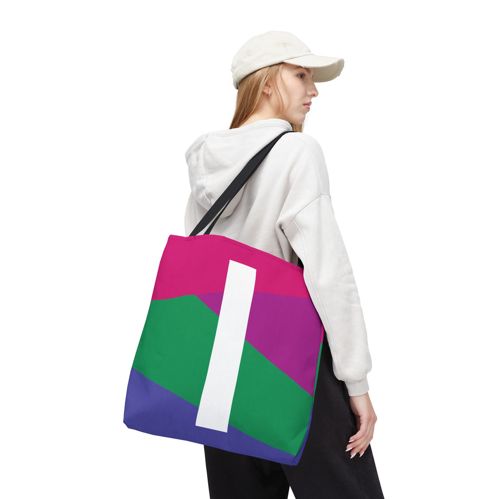 Monogram 'I' Colorblock Tote Bag — Personalized Initial I Shoulder Tote