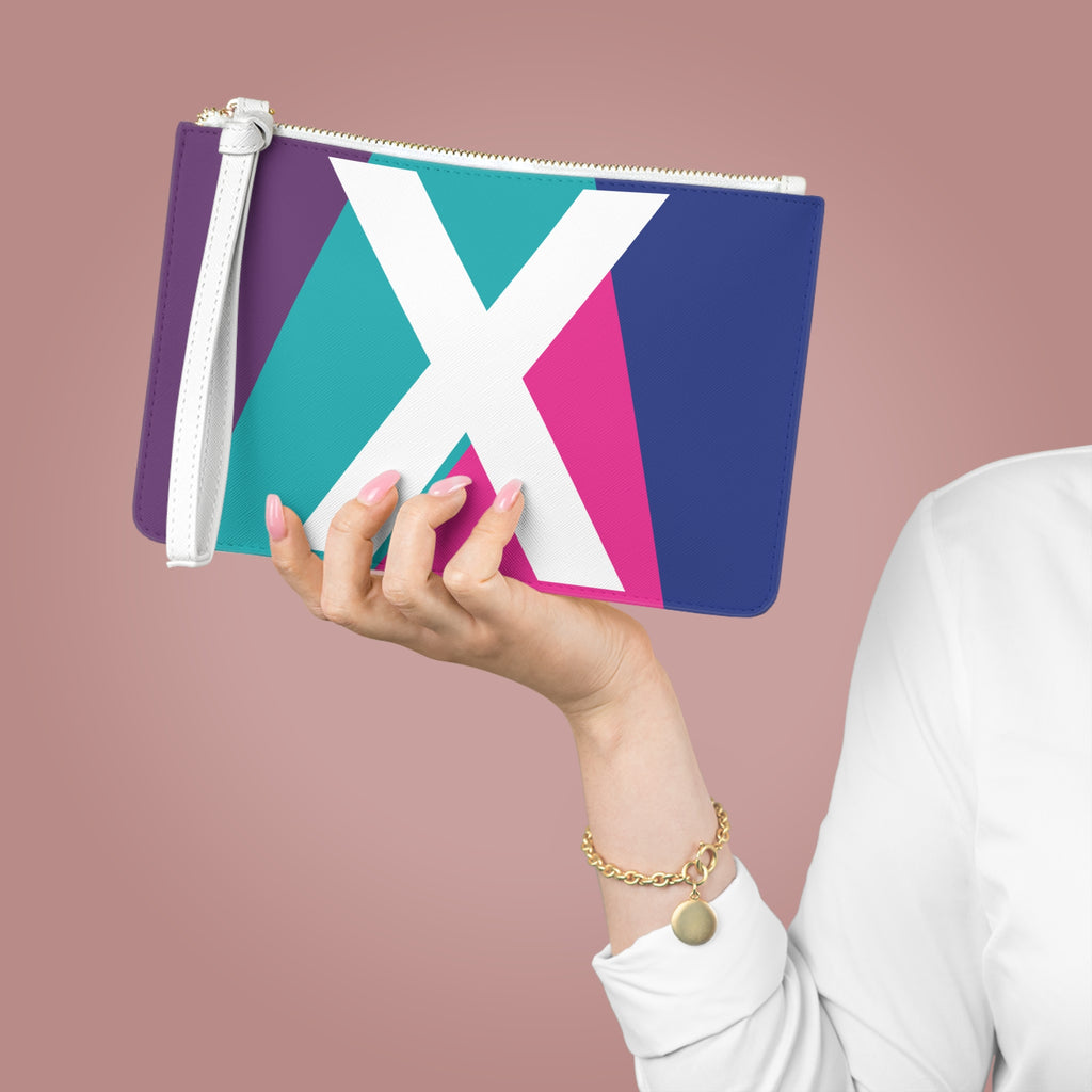 Monogram 'X' Colorblock Clutch Bag — Bold Geometric Wristlet for Everyday & Gifts