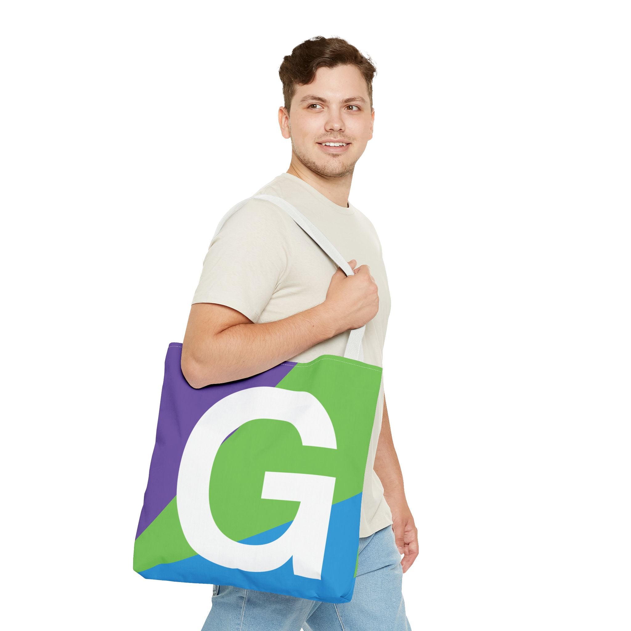 Monogram 'G' Colorblock Tote Bag — Personalized Initial G Shoulder Tote