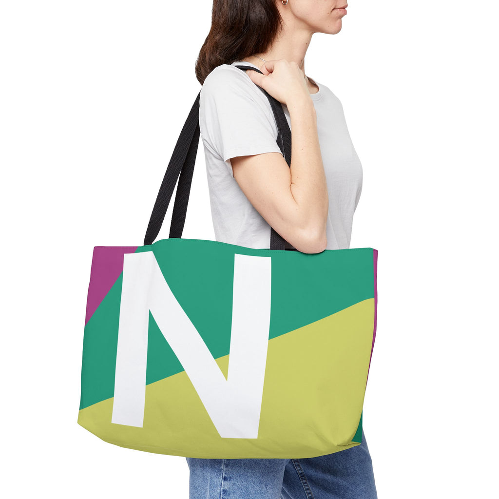 Personalized 'N' Colorblock Tote Bag — Monogram Weekender Tote