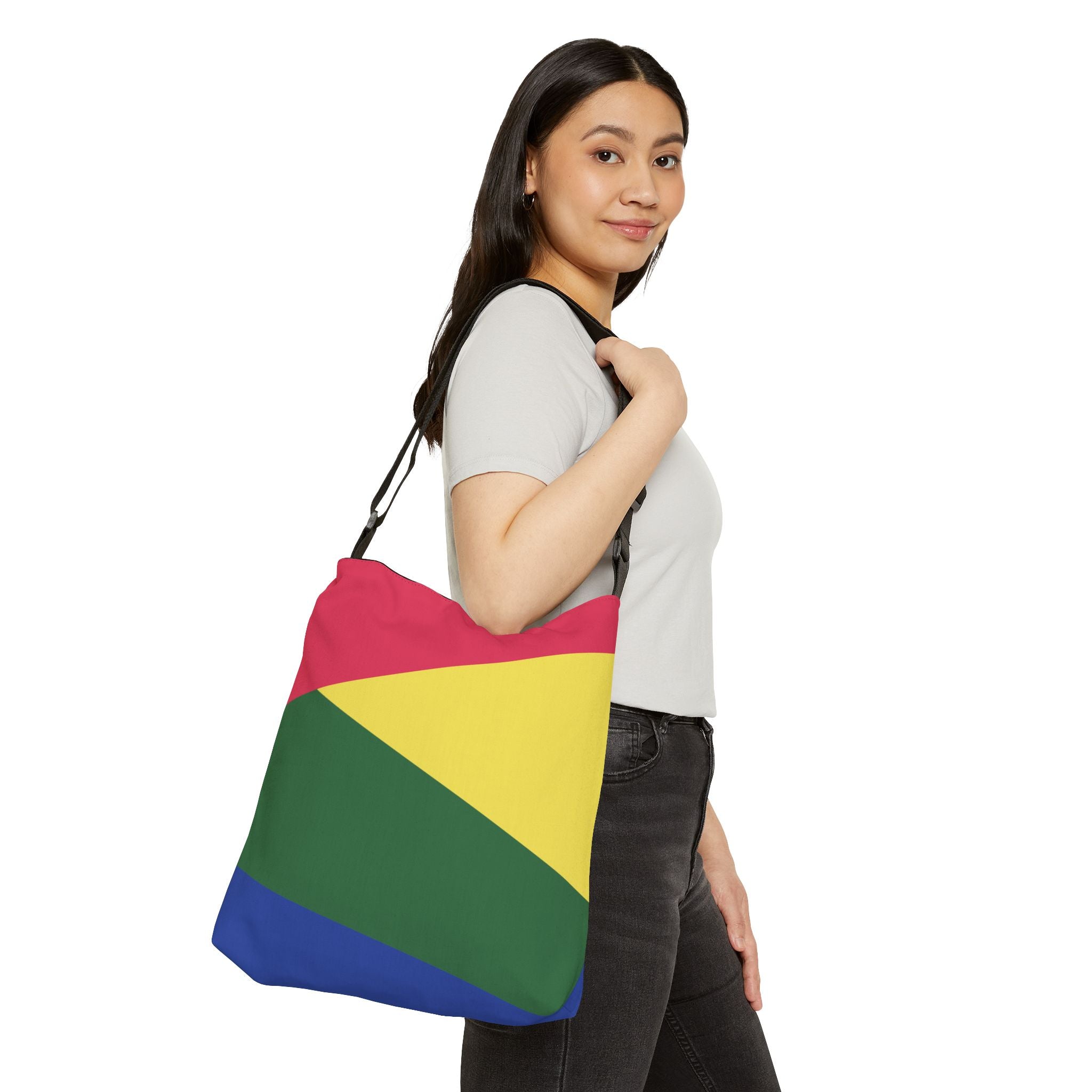 Colorblock Geometric Tote Bag — Adjustable Strap, Bright Abstract Pattern