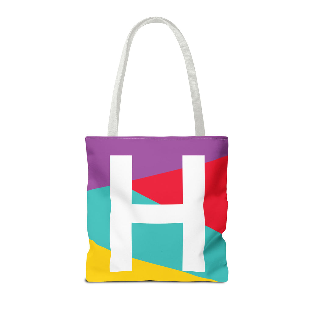 Monogram 'H' Colorblock Tote Bag — Personalized Initial H Shoulder Tote