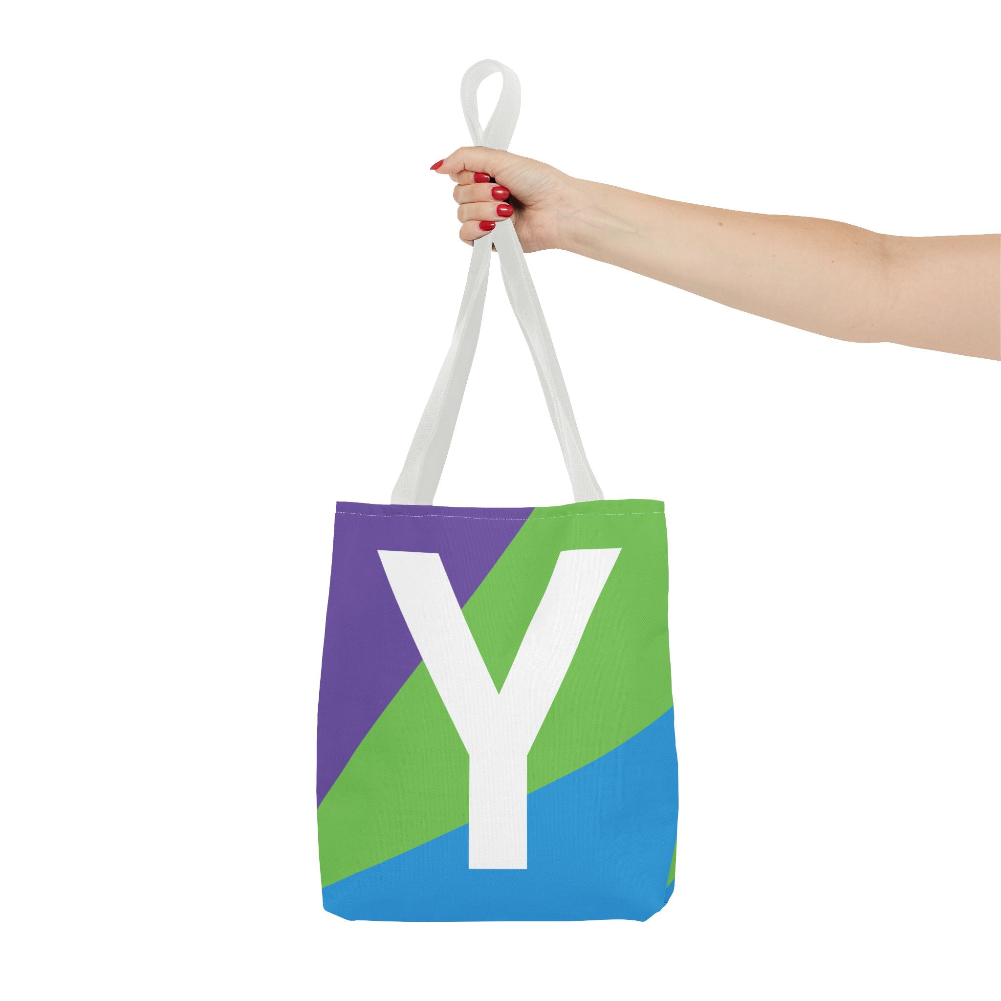 Monogram 'Y' Colorblock Tote Bag — Personalized Initial Y Shoulder Tote