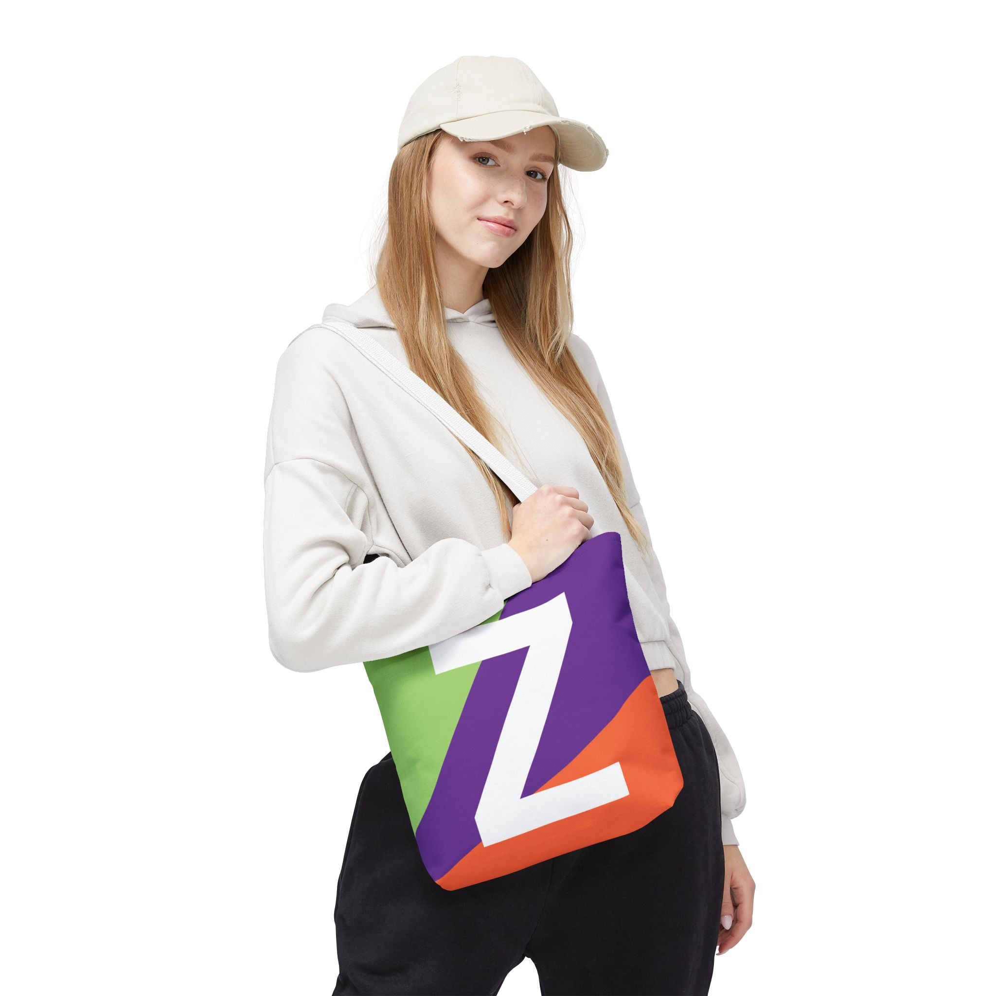 Monogram 'Z' Colorblock Tote Bag — Personalized Initial Z Shoulder Tote
