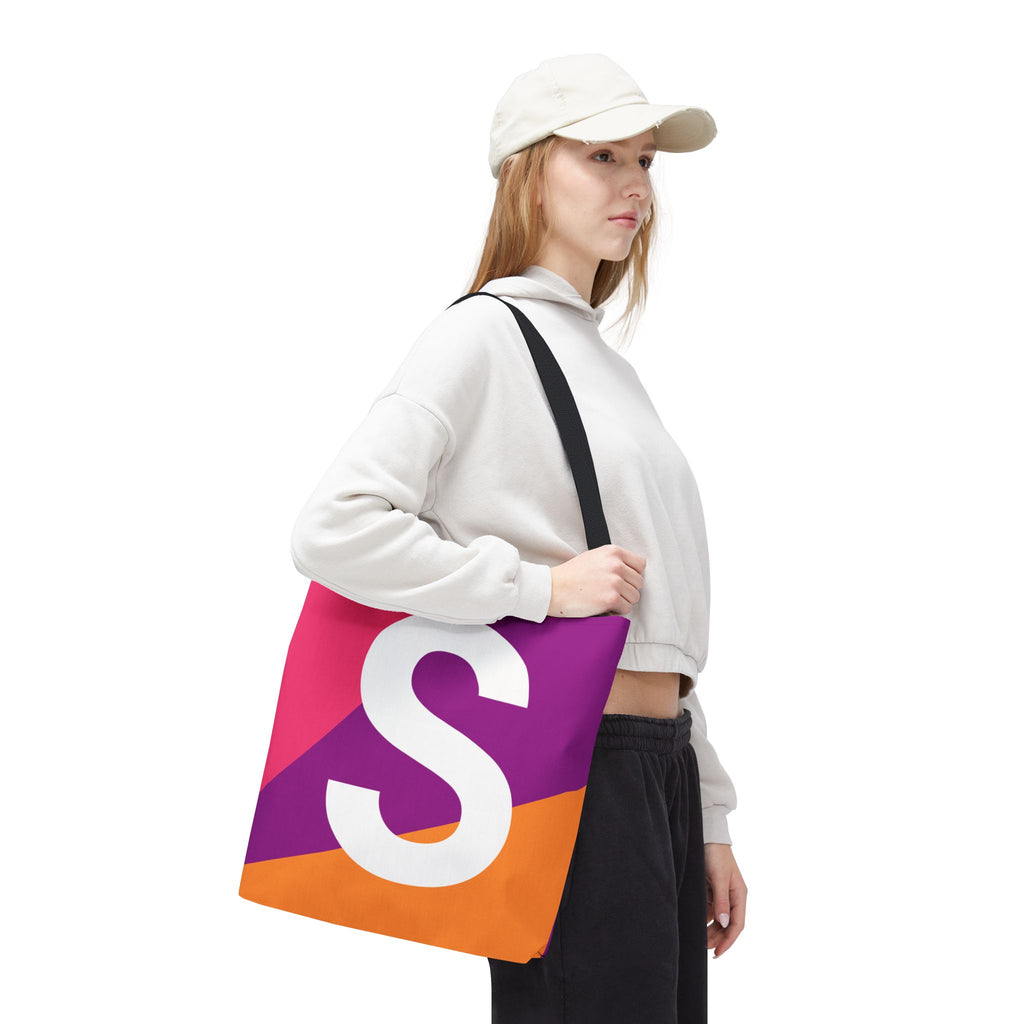 Monogram 'S' Colorblock Tote Bag — Personalized Initial S Shoulder Tote