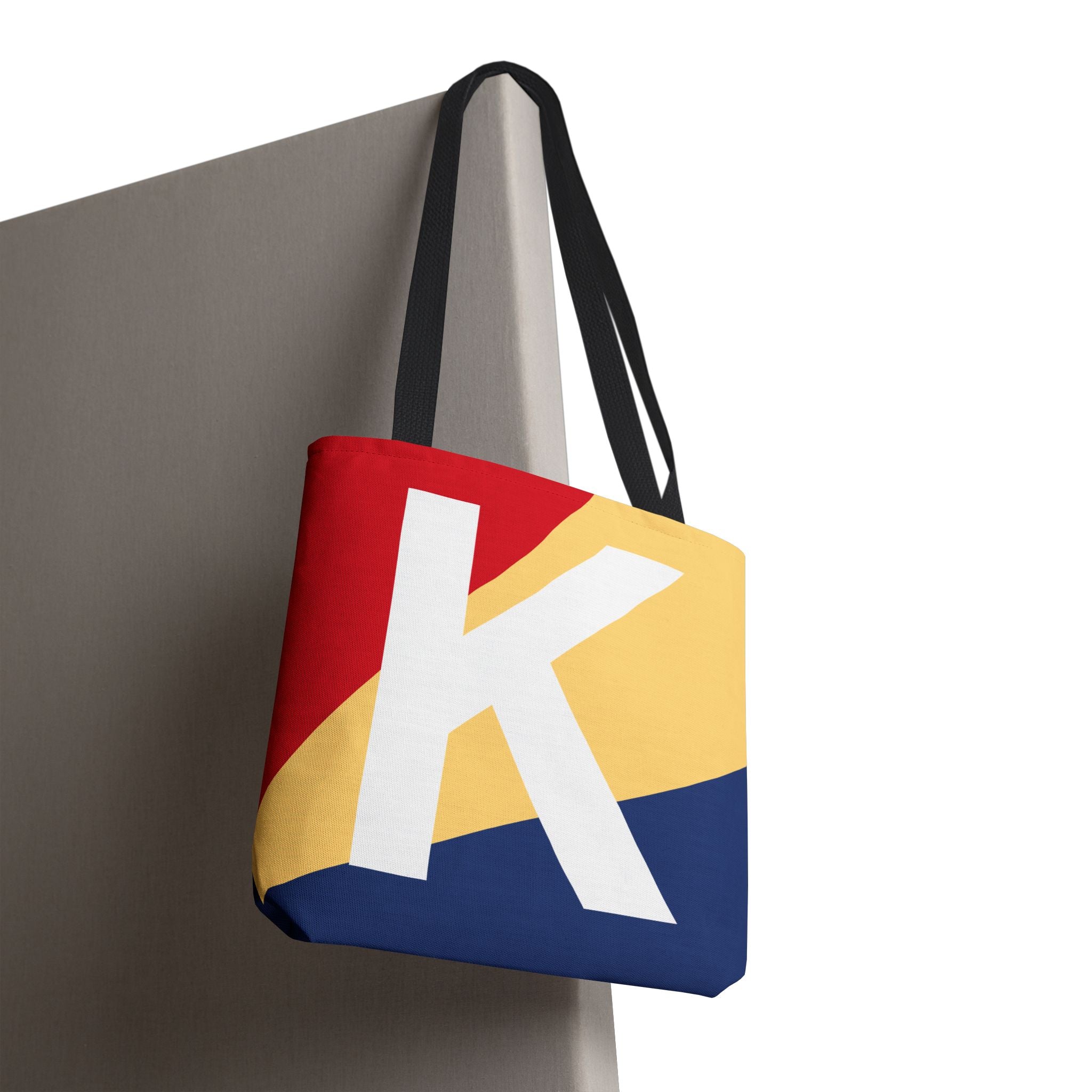 Monogram 'K' Colorblock Tote Bag — Personalized Initial K Shoulder Tote