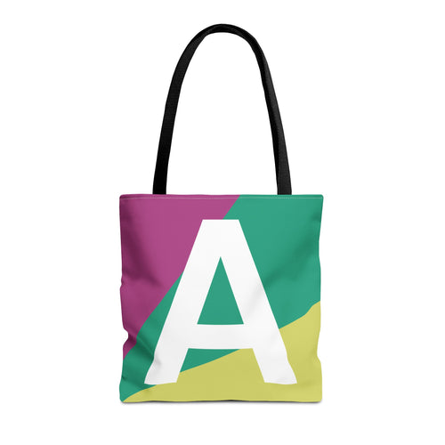 Monogram 'A' Colorblock Tote Bag — Personalized Initial A Shoulder Tote