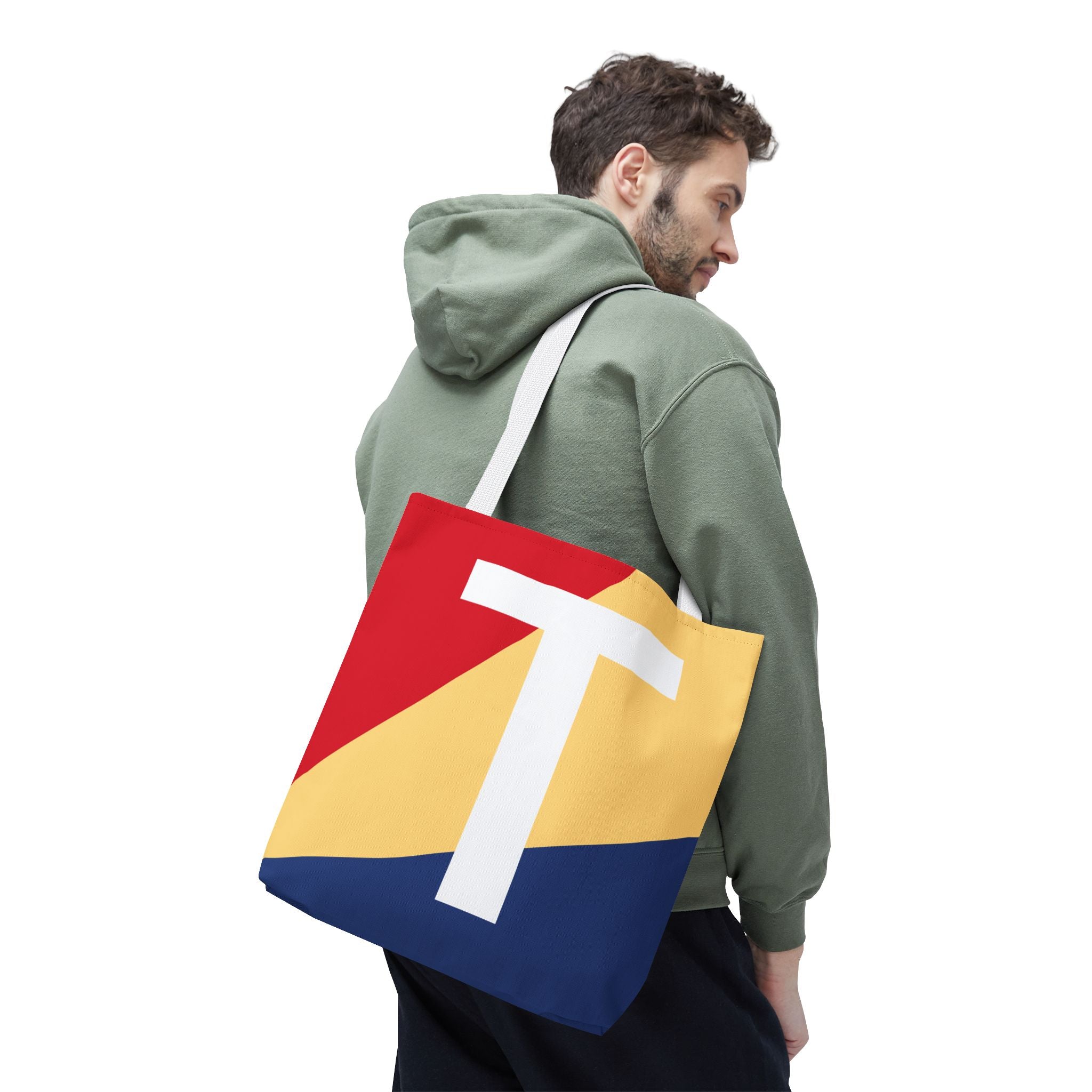 Monogram 'T' Colorblock Tote Bag — Personalized Initial T Shoulder Tote