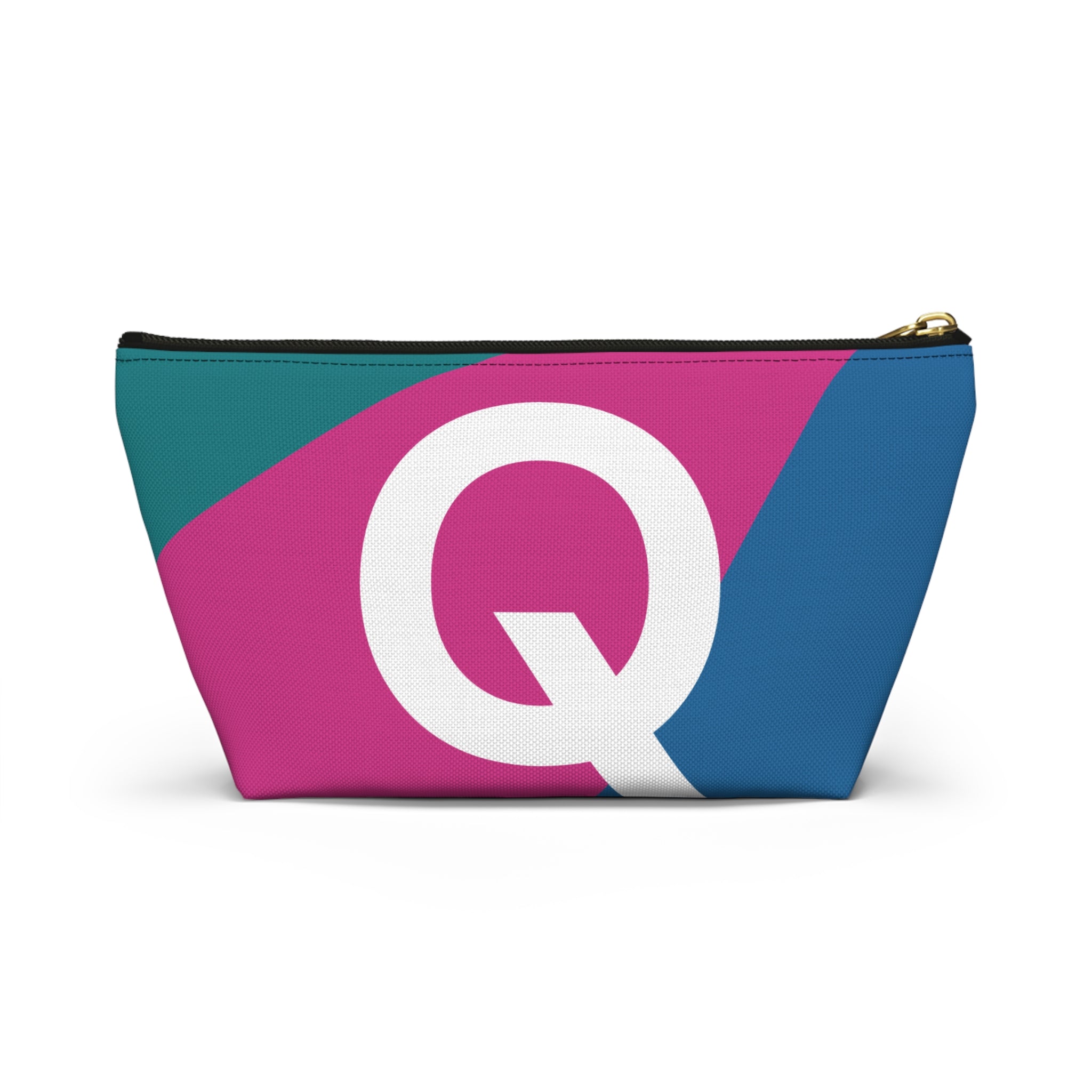 Initials Colorblock Accessory Pouch — Monogram Q T-Bottom Cosmetic Bag