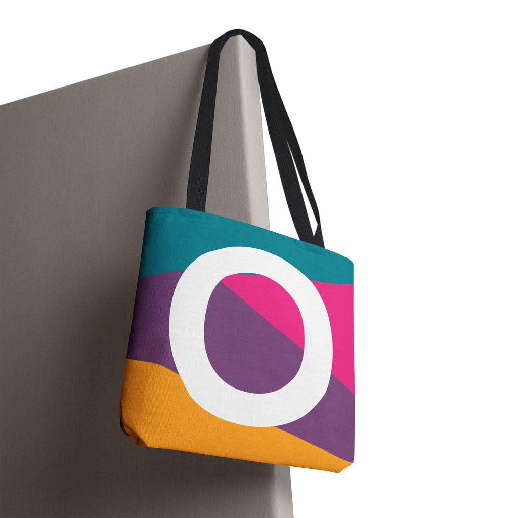 Monogram 'O' Colorblock Tote Bag — Personalized Initial O Shoulder Tote