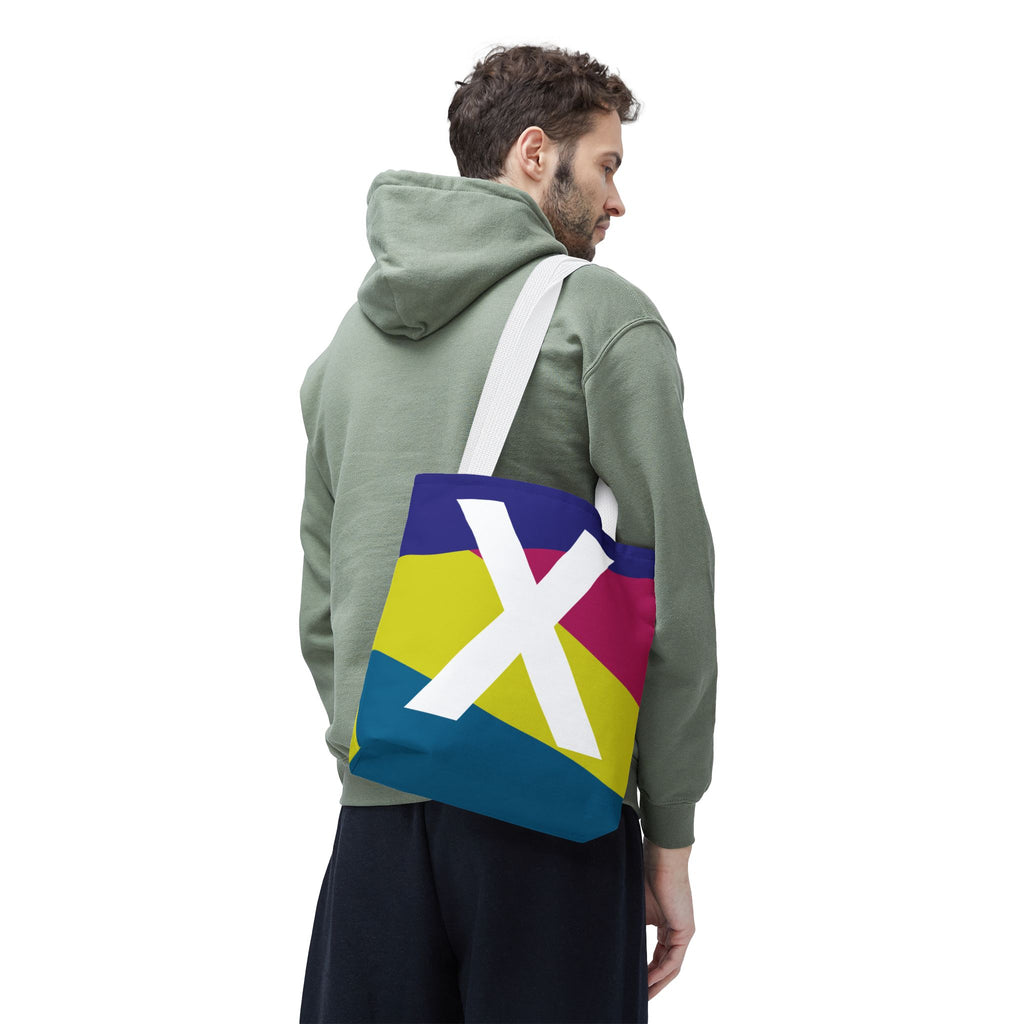 Monogram 'X' Colorblock Tote Bag — Personalized Initial X Shoulder Tote