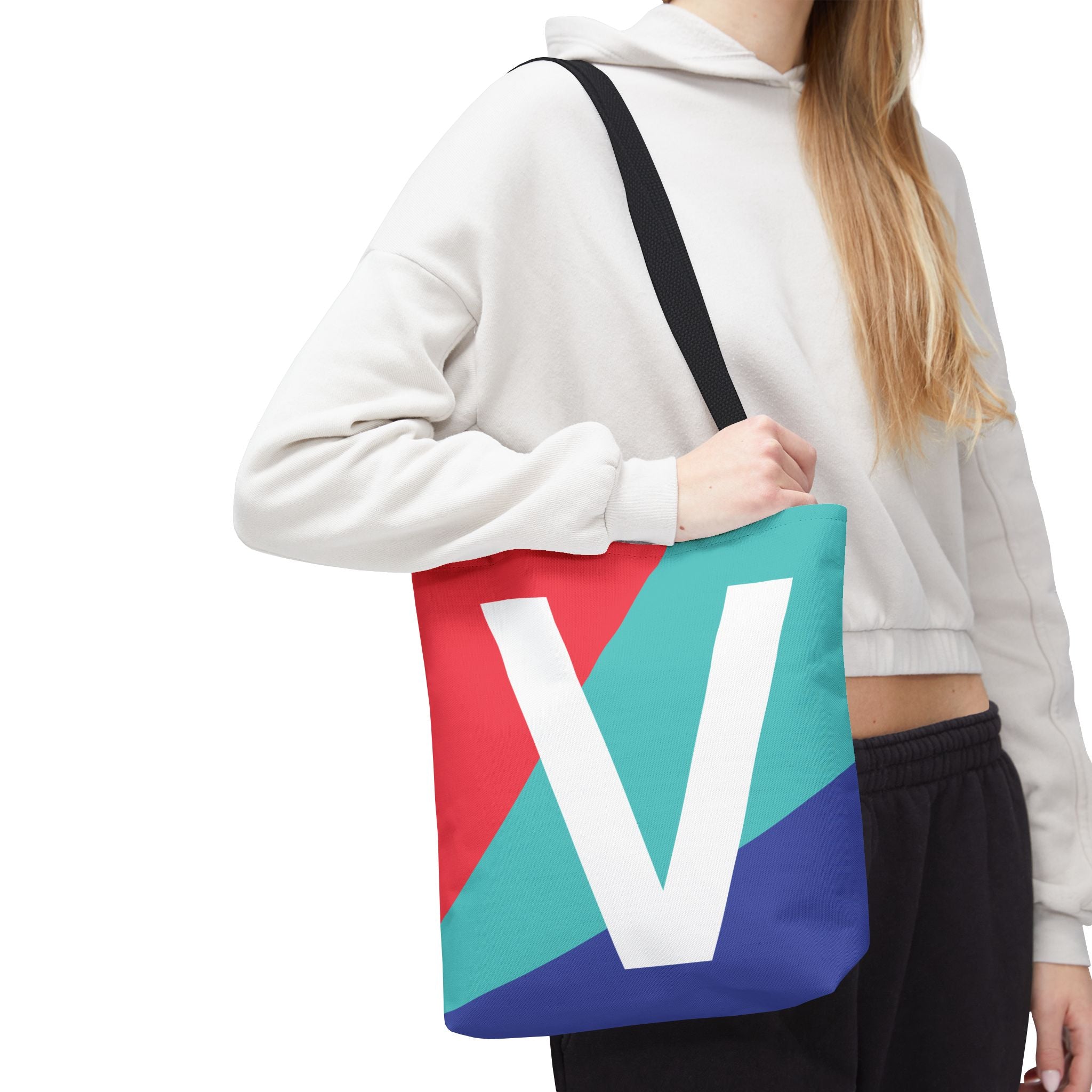 Monogram 'V' Colorblock Tote Bag — Personalized Initial V Shoulder Tote