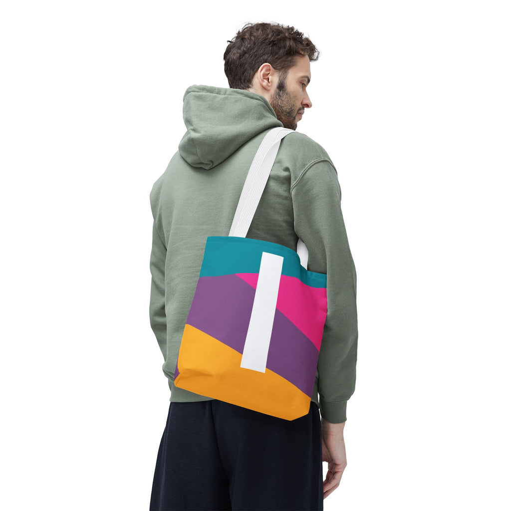 Monogram 'I' Colorblock Tote Bag — Personalized Initial I Shoulder Tote