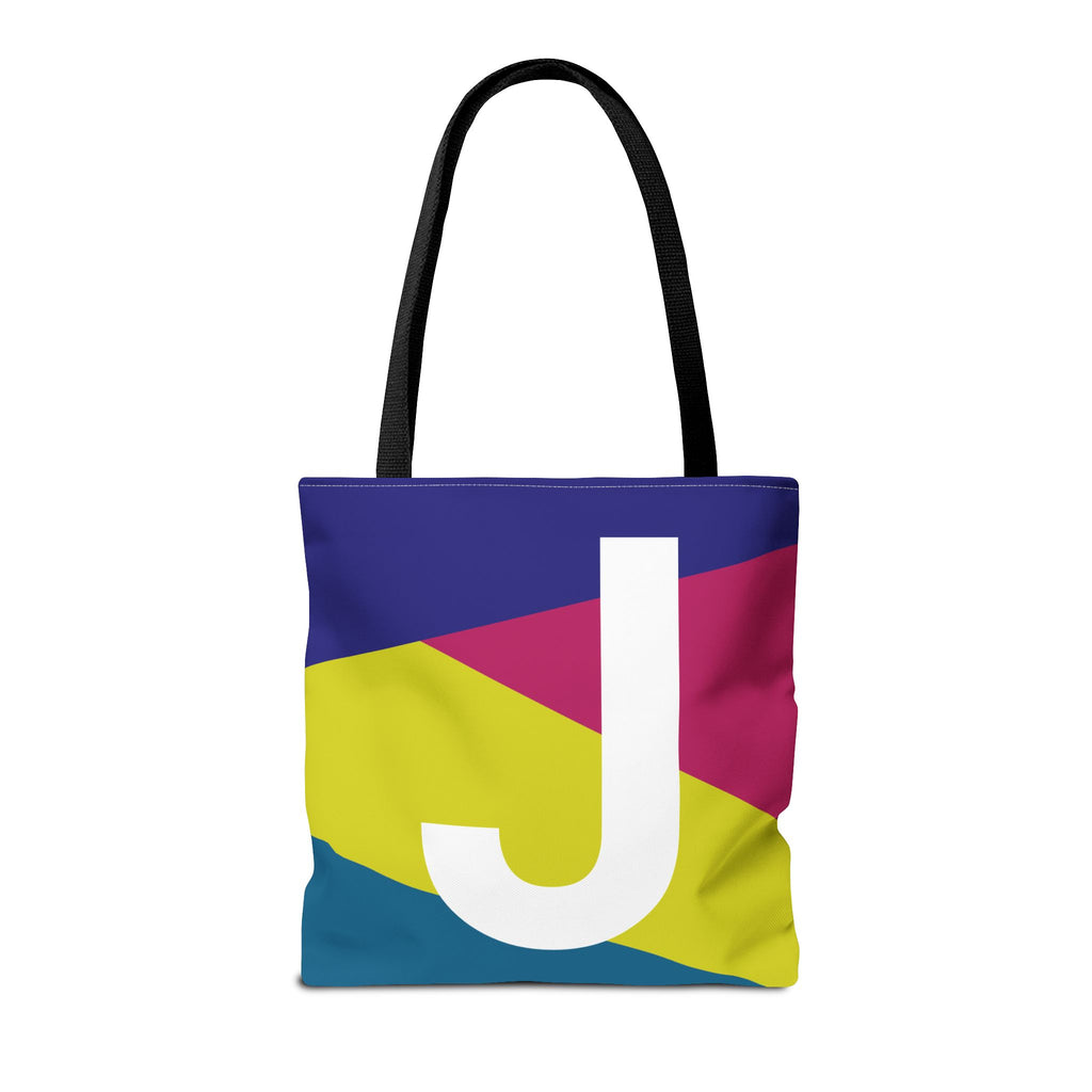 Monogram 'J' Colorblock Tote Bag — Personalized Initial J Shoulder Tote
