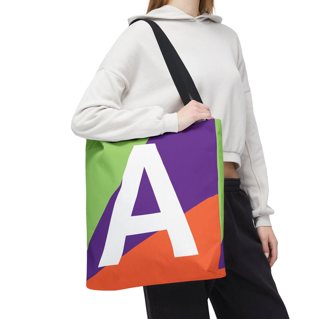 Monogram 'A' Colorblock Tote Bag — Personalized Initial A Shoulder Tote