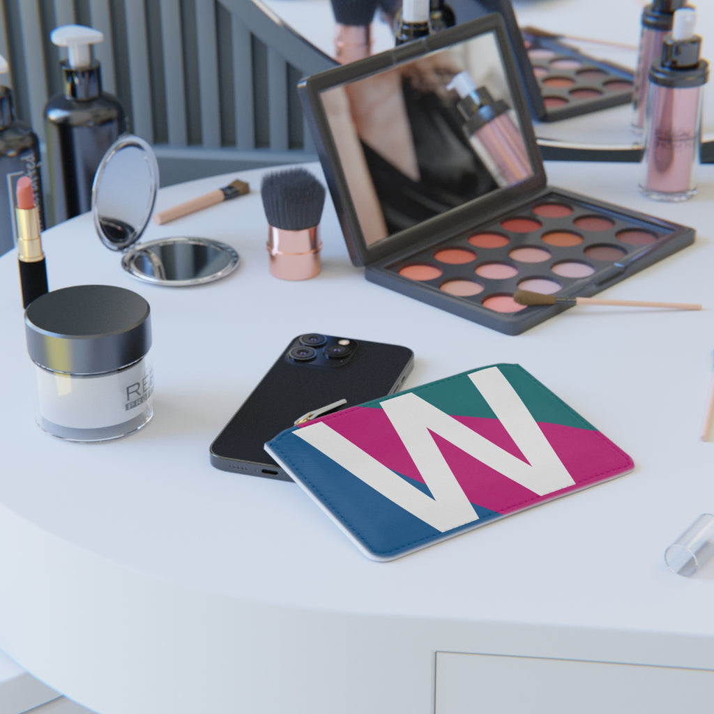 Initial W Mini Clutch — Colorblock Monogram Wristlet Wallet