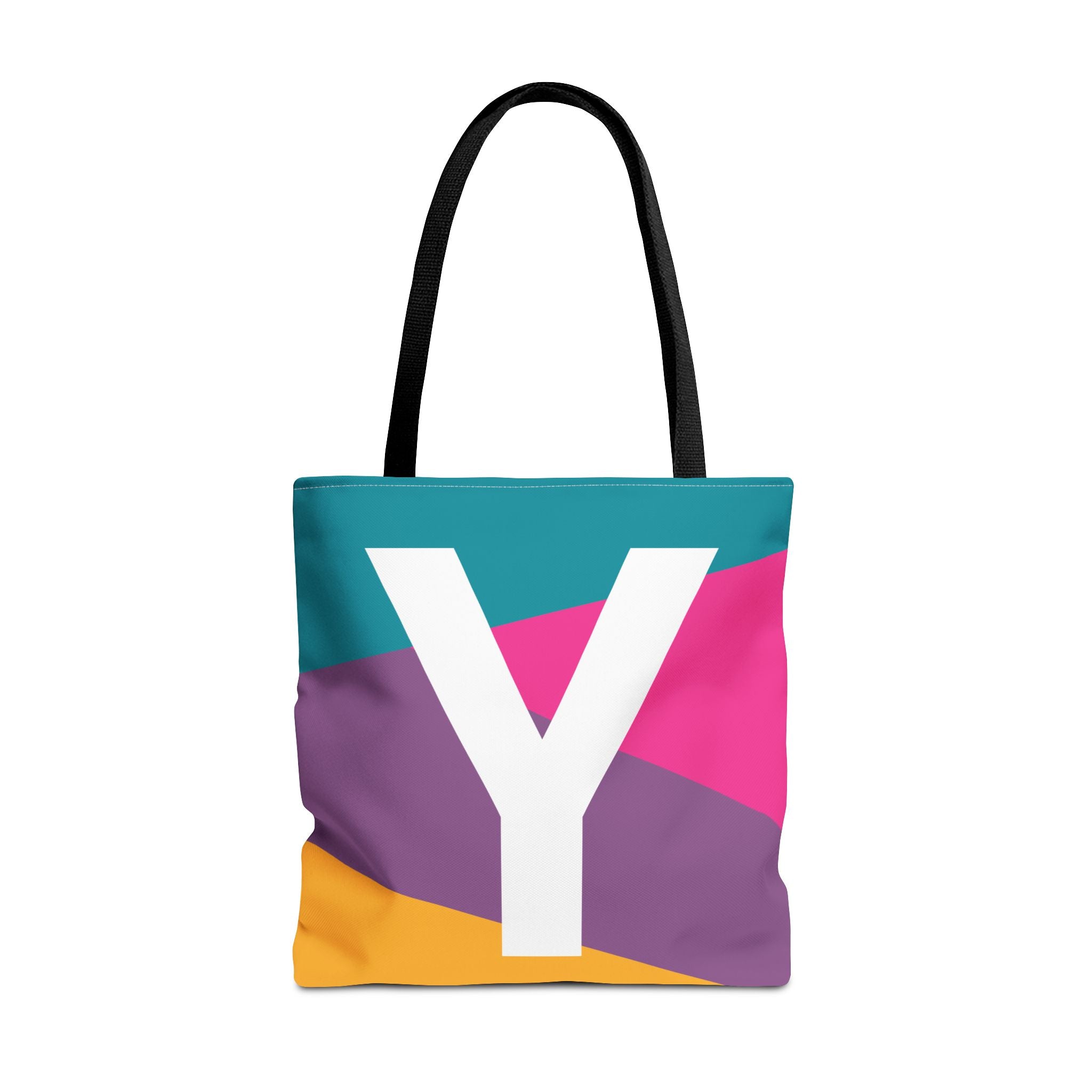 Monogram 'Y' Colorblock Tote Bag — Personalized Initial Y Shoulder Tote