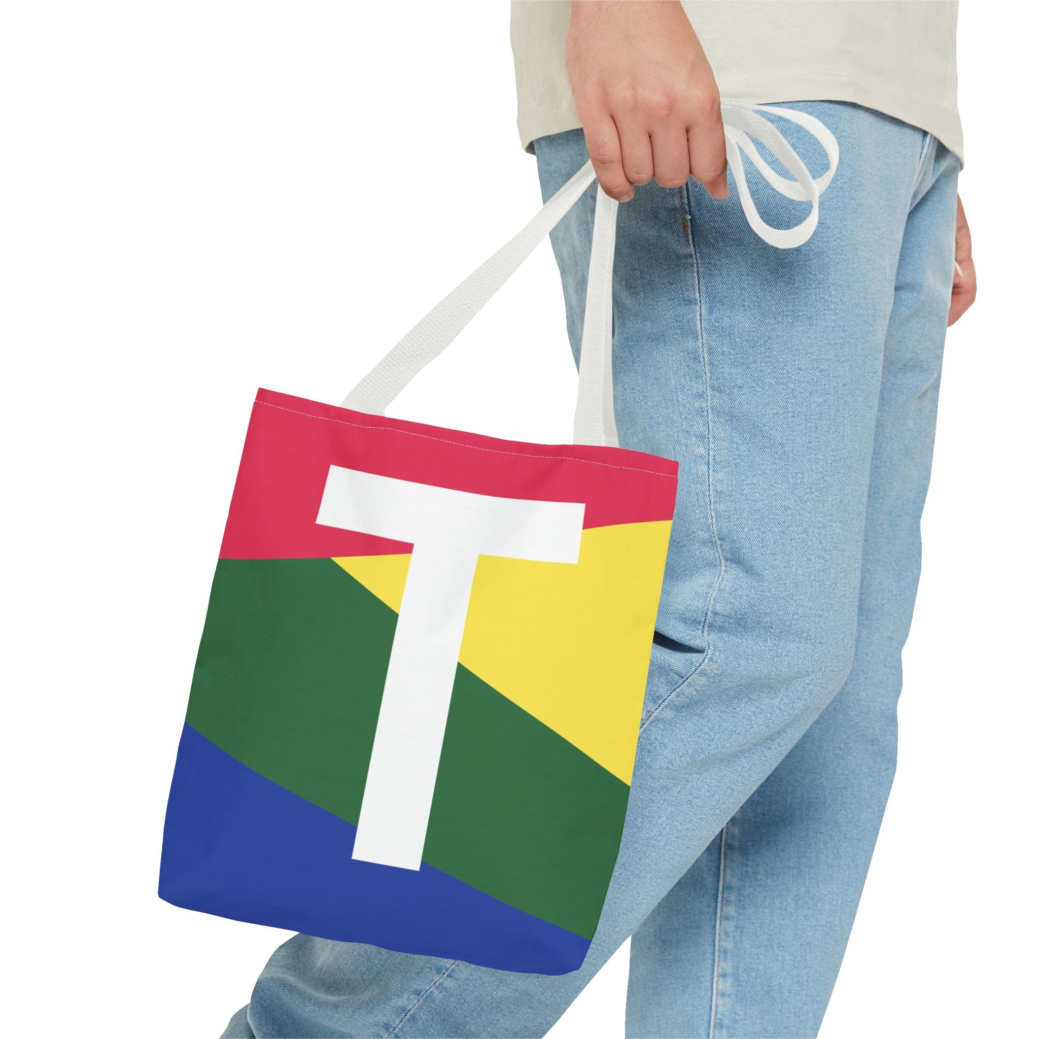Monogram 'T' Colorblock Tote Bag — Personalized Initial T Shoulder Tote