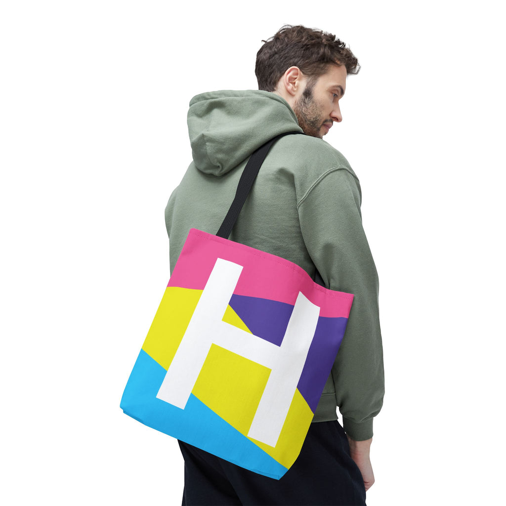 Monogram 'H' Colorblock Tote Bag — Personalized Initial H Shoulder Tote