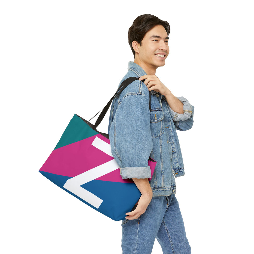 Personalized 'Z' Colorblock Tote Bag — Monogram Weekender Tote