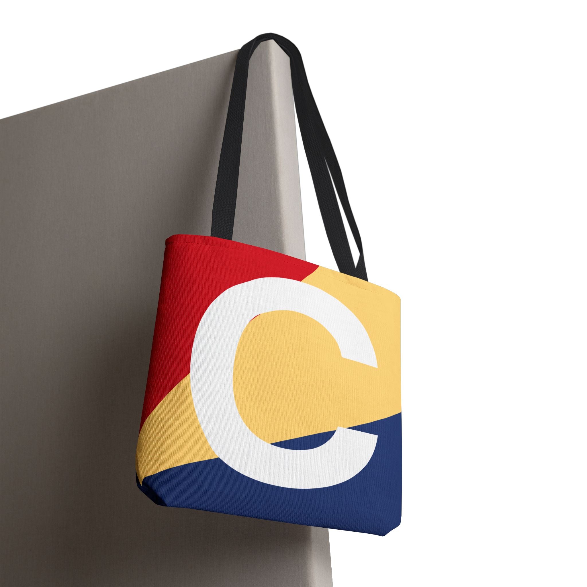 Monogram 'C' Colorblock Tote Bag — Personalized Initial C Shoulder Tote