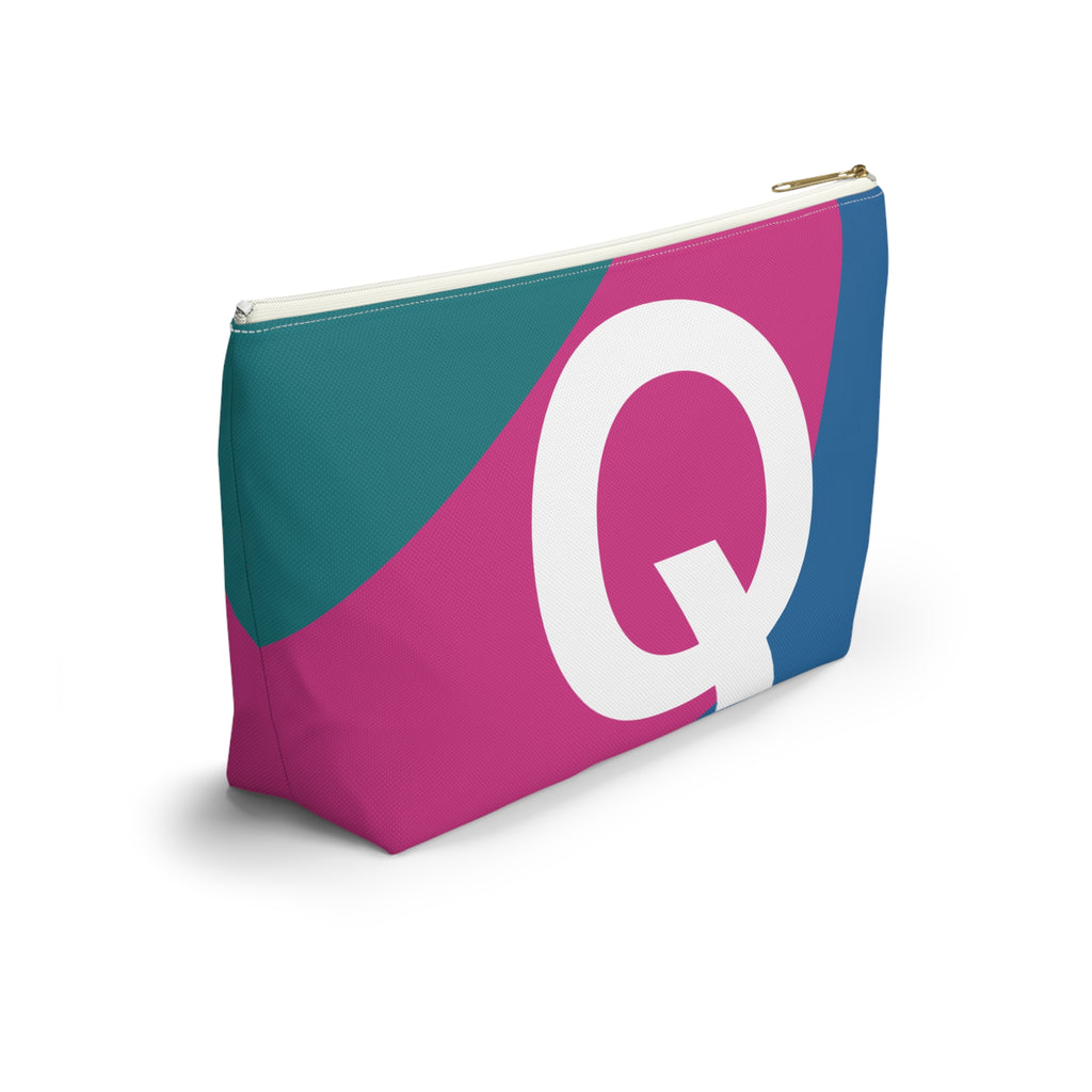 Initials Colorblock Accessory Pouch — Monogram Q T-Bottom Cosmetic Bag