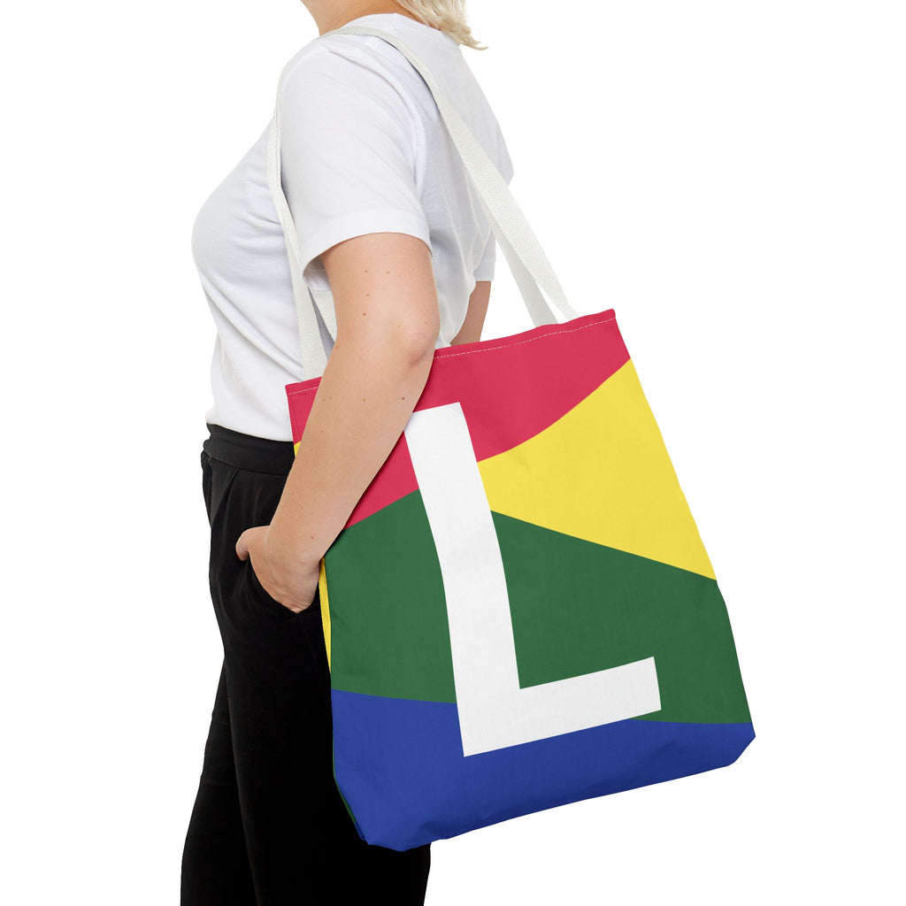Monogram 'L' Colorblock Tote Bag — Personalized Initial L Shoulder Tote