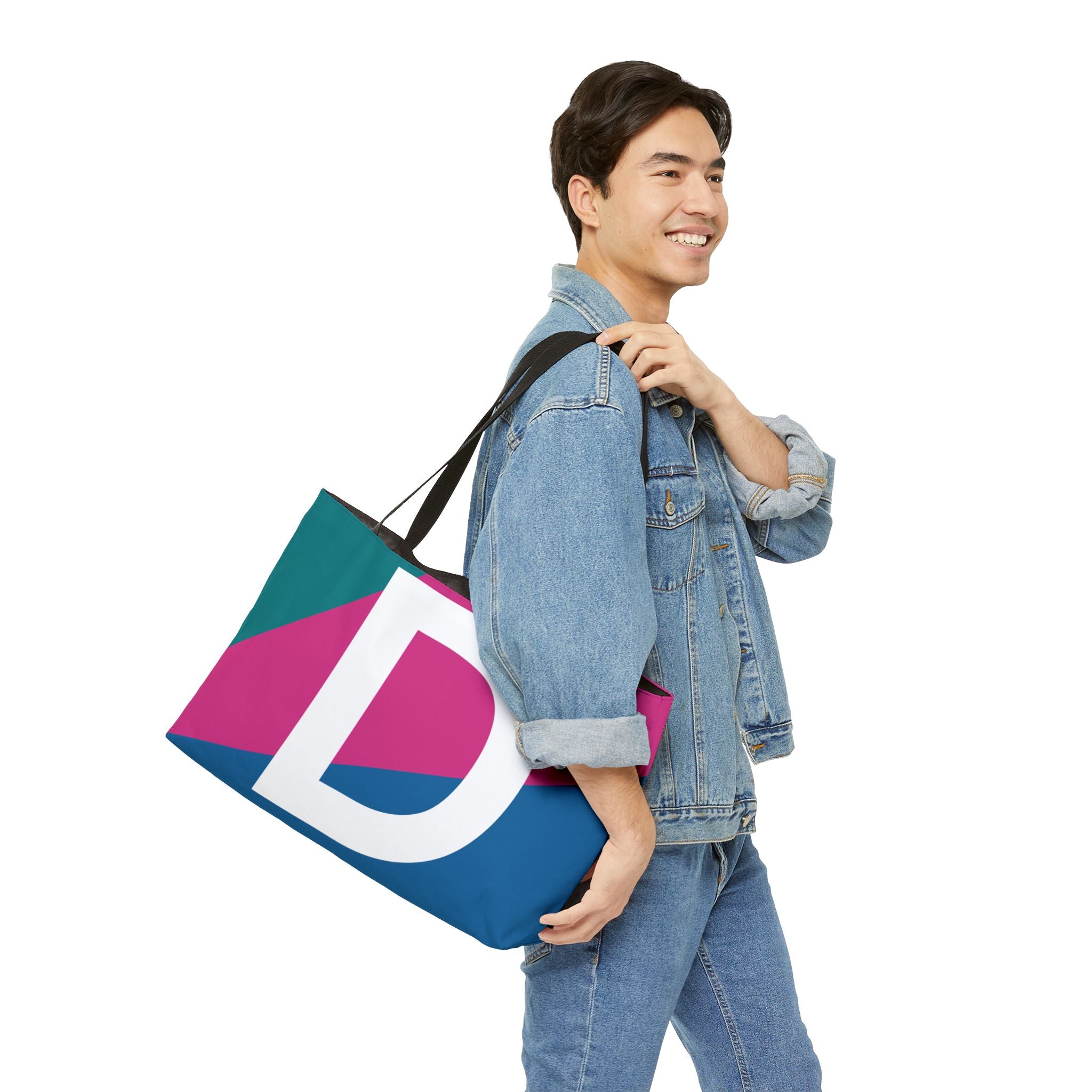 Personalized 'D' Colorblock Tote Bag — Monogram Weekender Tote