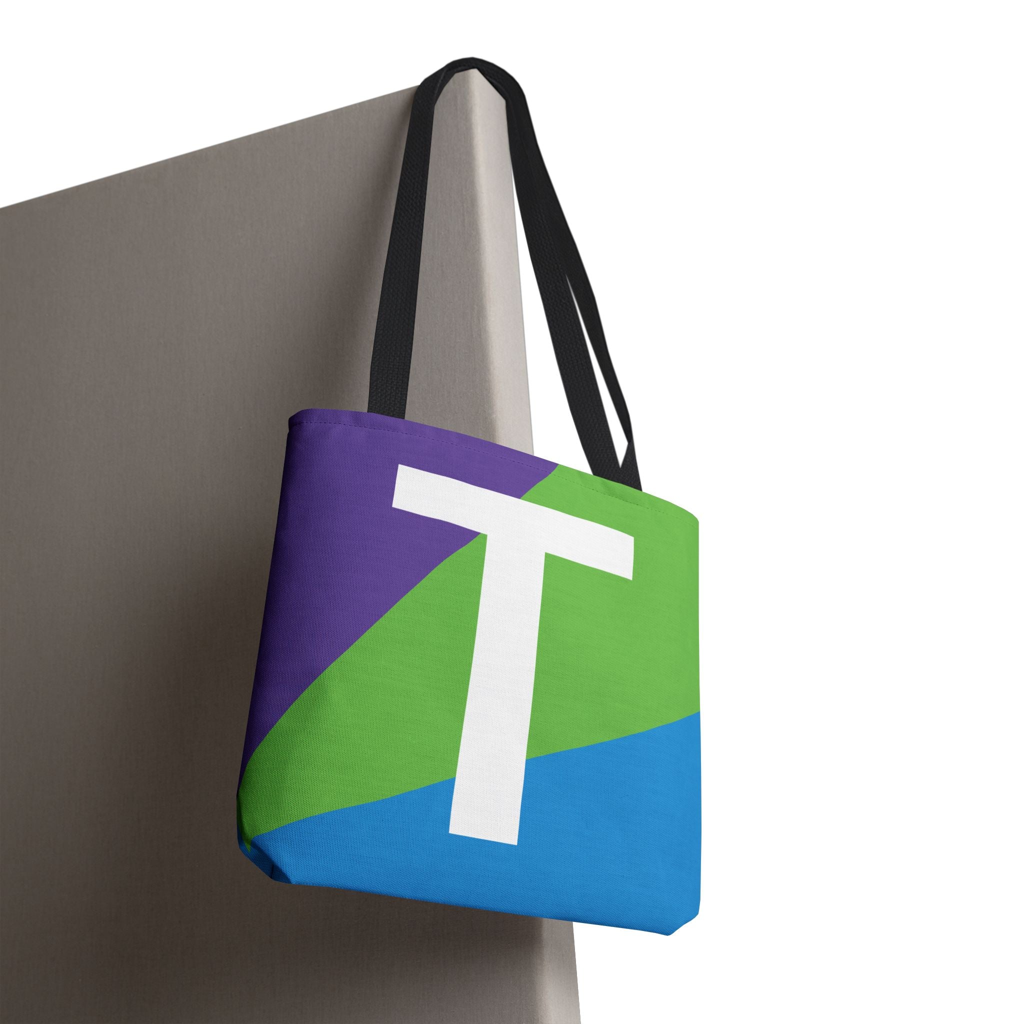Monogram 'T' Colorblock Tote Bag — Personalized Initial T Shoulder Tote