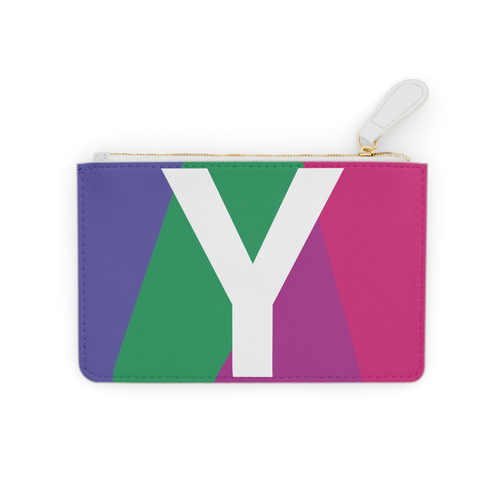 Initial Y Mini Clutch — Colorblock Monogram Wristlet Wallet